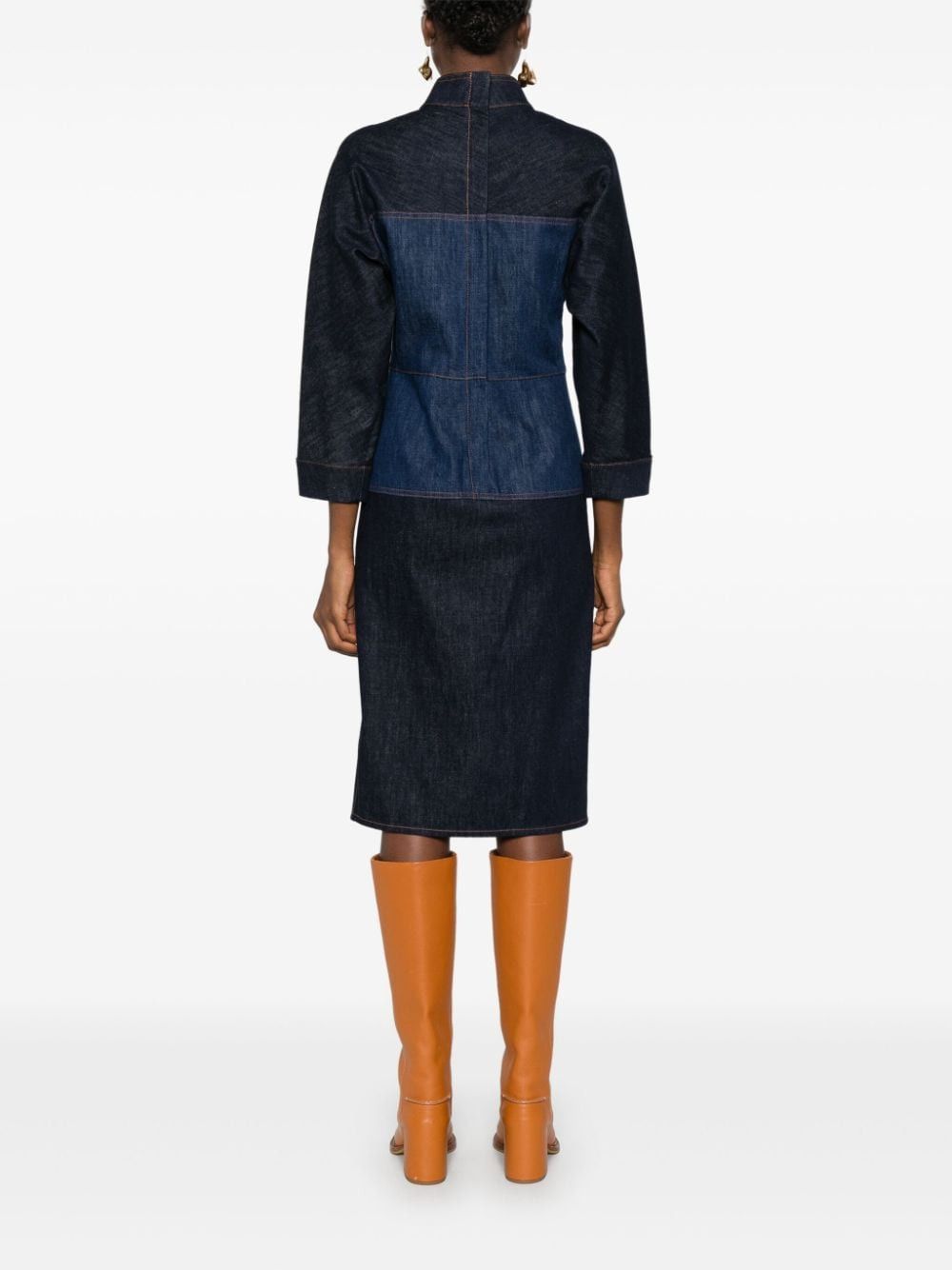 Fendi BICOLOR DENIM MIDI DRESS Size S / US 4 / IT 40 - 3 Thumbnail