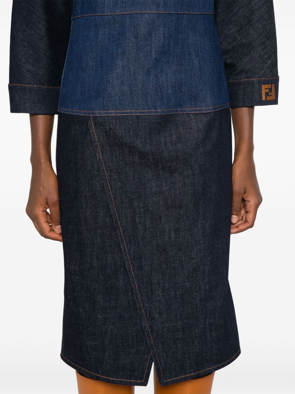 Fendi BICOLOR DENIM MIDI DRESS Size S / US 4 / IT 40 - 2 Thumbnail