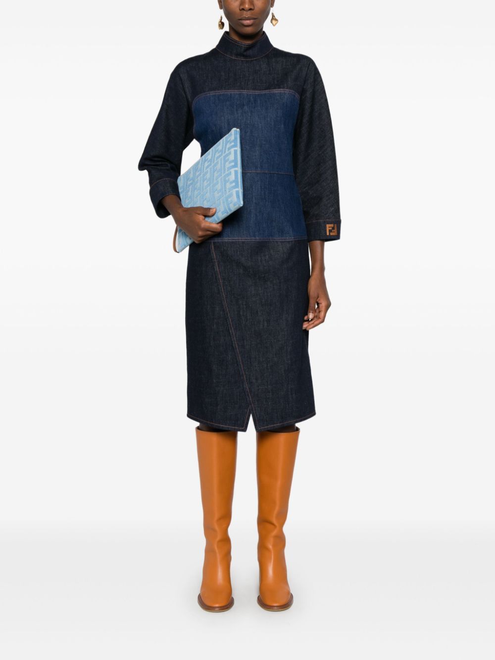 Fendi BICOLOR DENIM MIDI DRESS Size S / US 4 / IT 40 - 5 Thumbnail