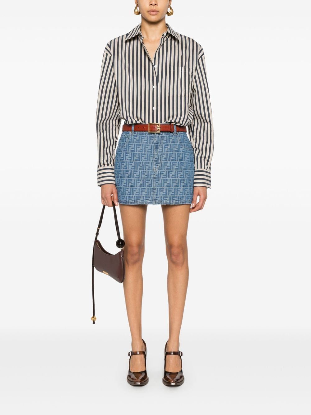 Fendi FF CHAMBRAY MINI SKIRT Size 27" / US 4 / IT 40 - 5 Thumbnail