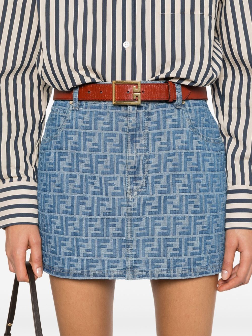 Fendi FF CHAMBRAY MINI SKIRT Size 27" / US 4 / IT 40 - 2 Thumbnail