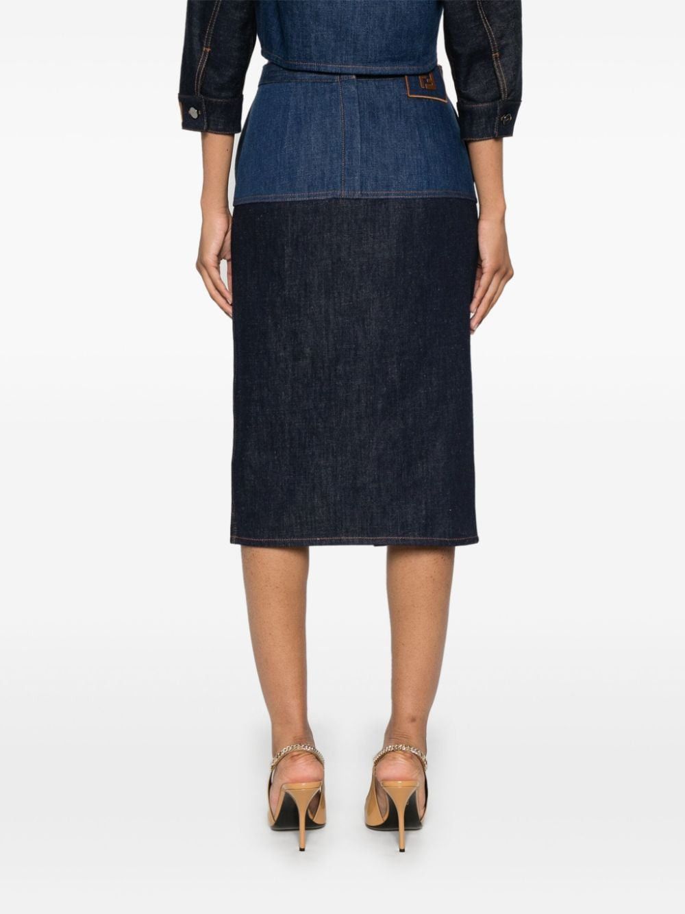 Fendi BICOLOR DENIM MIDI SKIRT Size 27" / US 4 / IT 40 - 4 Thumbnail