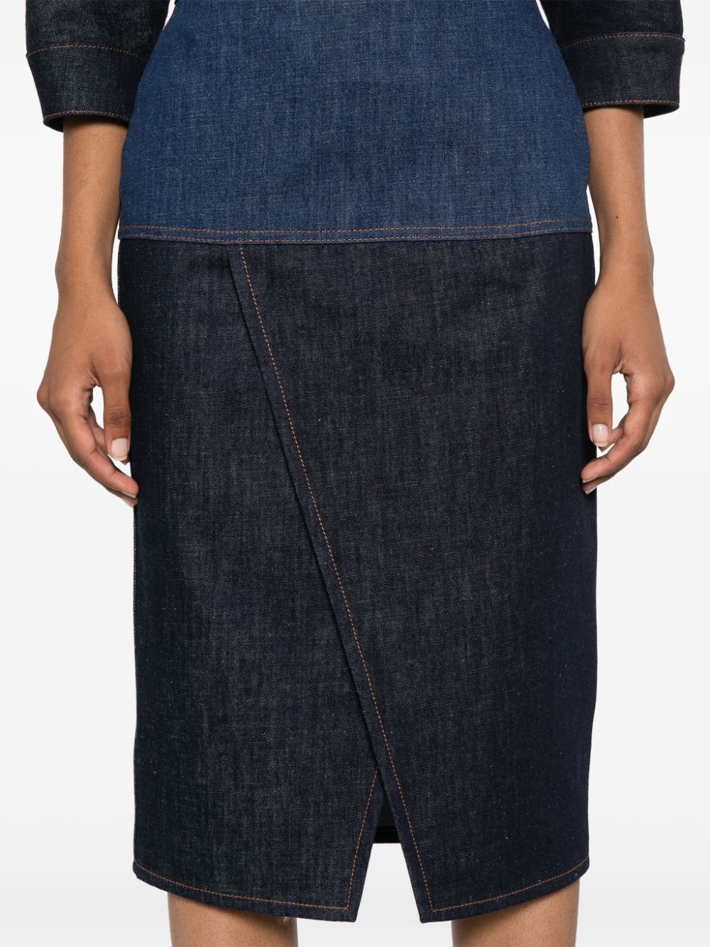 Fendi BICOLOR DENIM MIDI SKIRT Size 27" / US 4 / IT 40 - 2 Thumbnail