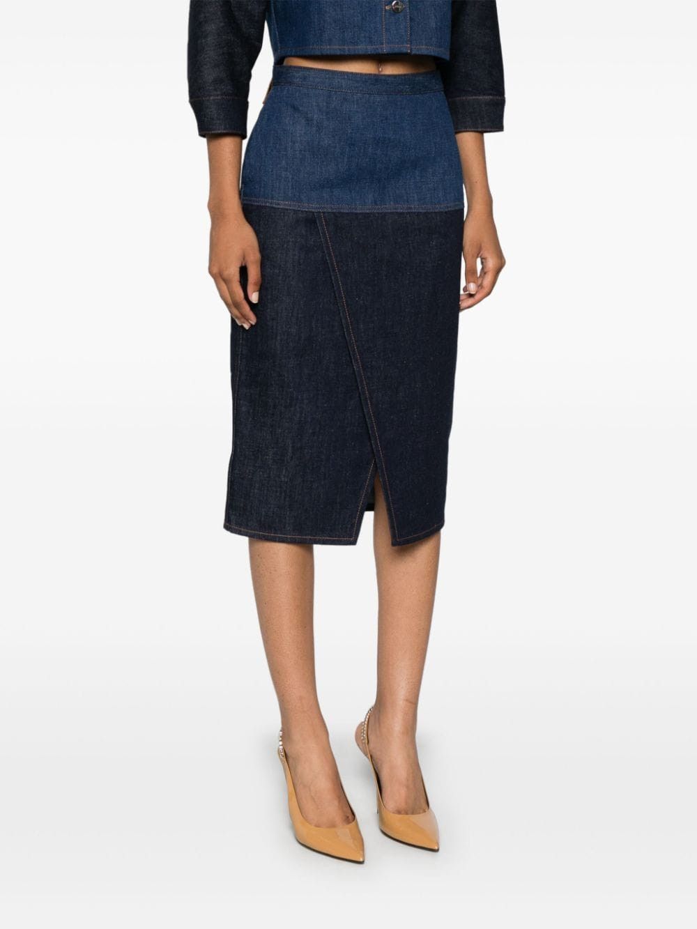 Fendi BICOLOR DENIM MIDI SKIRT Size 27" / US 4 / IT 40 - 5 Thumbnail