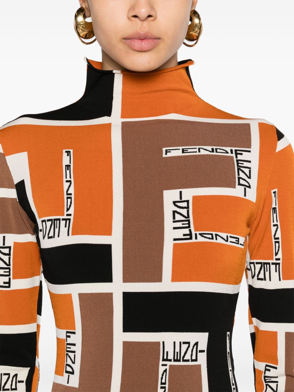 Fendi PRINTED HIGH-NECK TOP Size S / US 4 / IT 40 - 3 Thumbnail