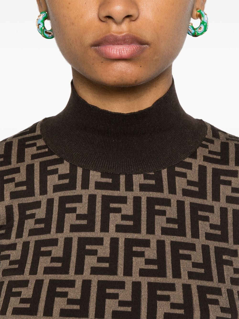 Fendi FF COTTON HIGH-NECK SWEATER Size S / US 4 / IT 40 - 3 Thumbnail