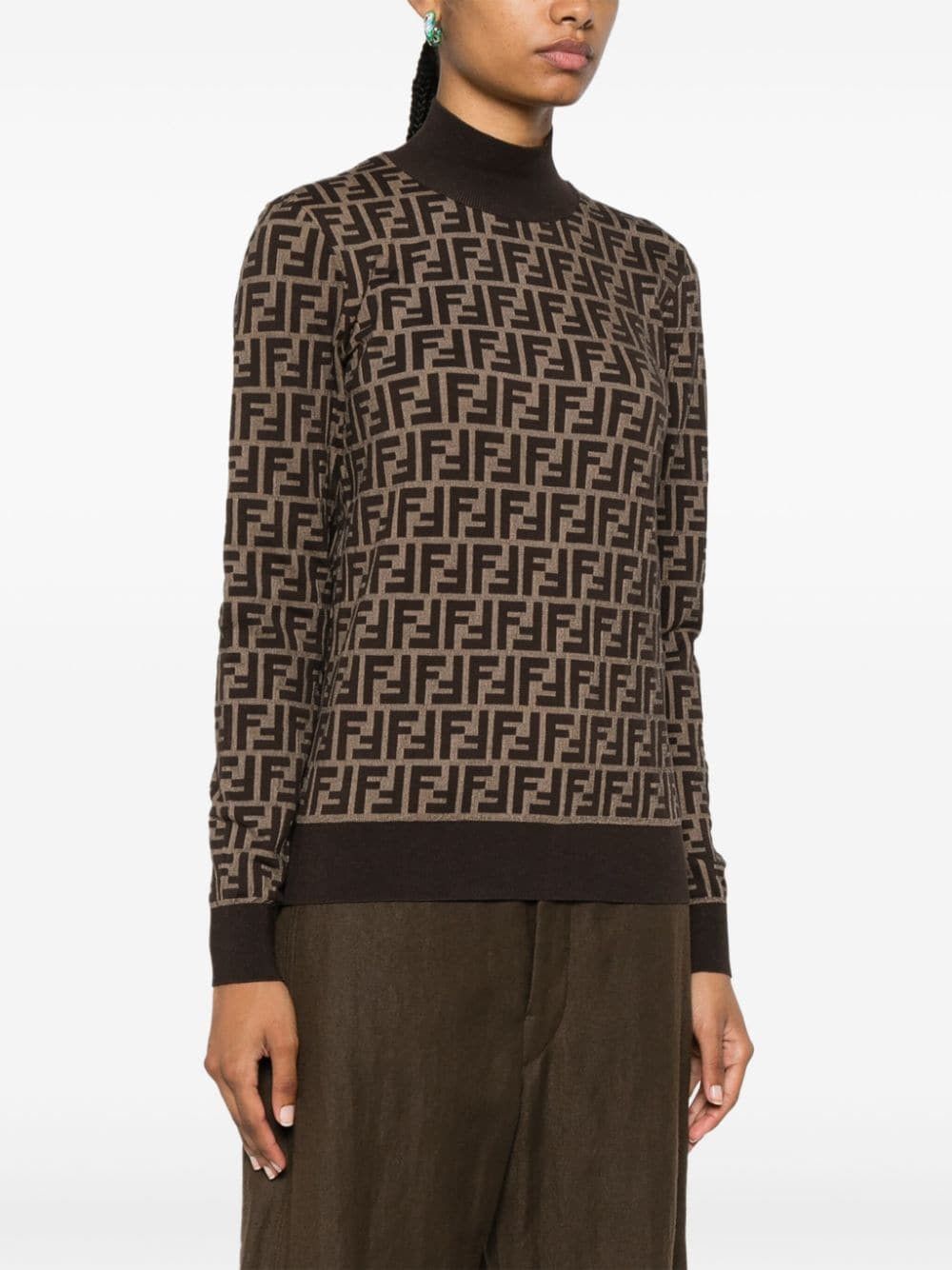 Fendi FF COTTON HIGH-NECK SWEATER Size S / US 4 / IT 40 - 2 Thumbnail