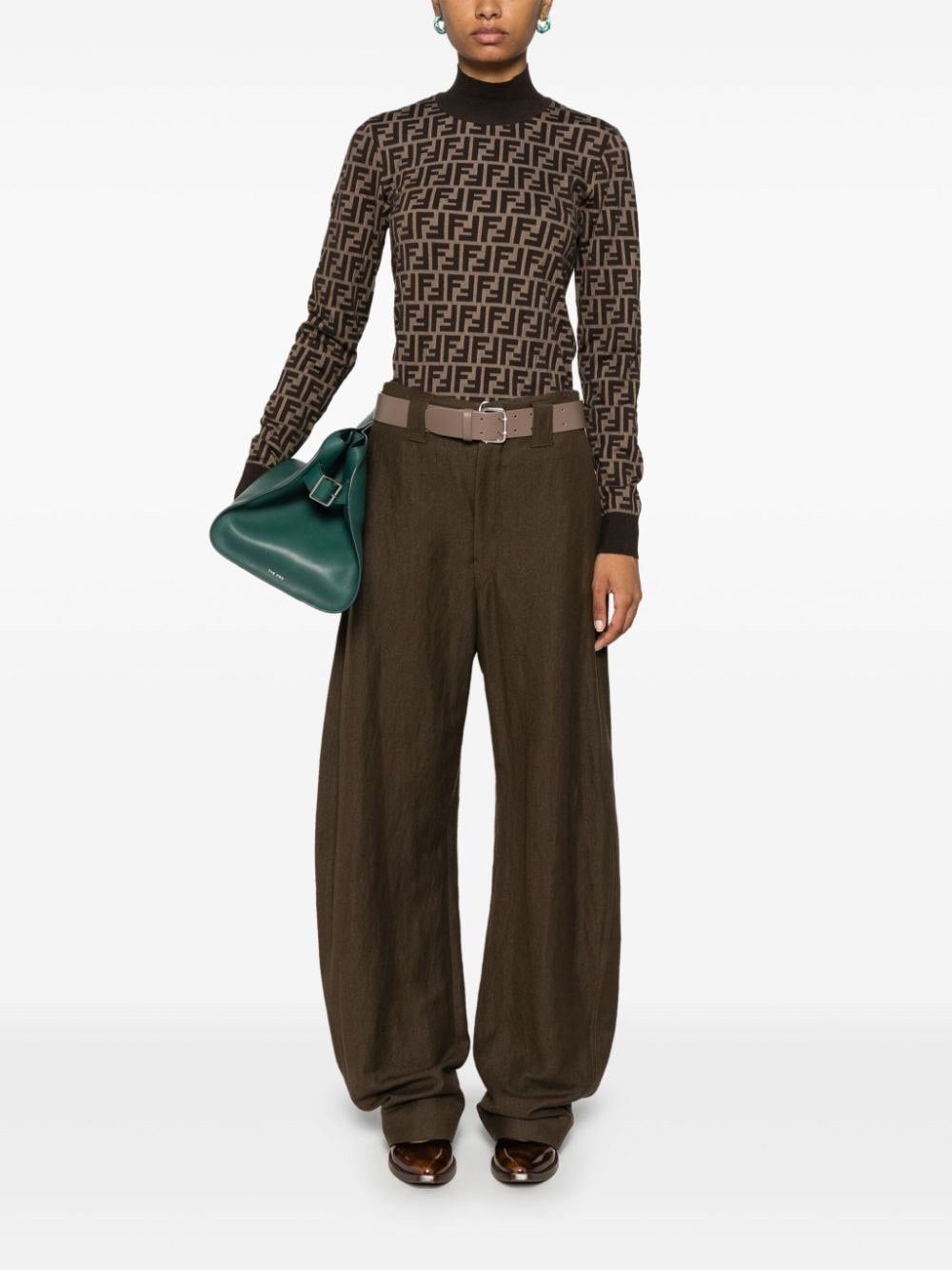Fendi FF COTTON HIGH-NECK SWEATER Size S / US 4 / IT 40 - 5 Thumbnail