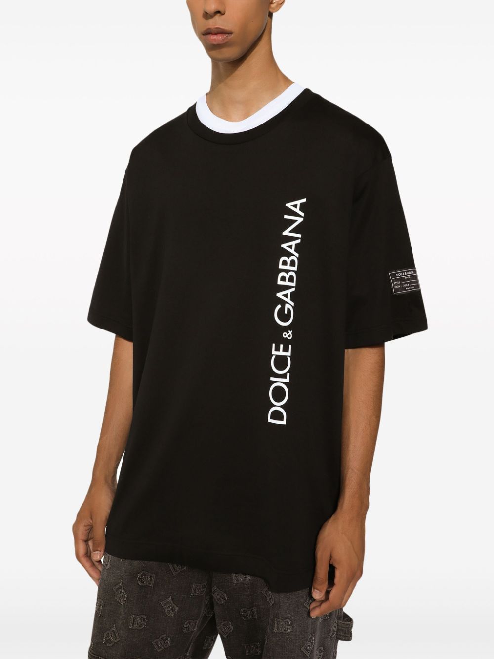 Dolce & Gabbana COTTON T-SHIRT WITH VERTICAL LOGO Size US S / EU 44-46 / 1 - 5 Thumbnail