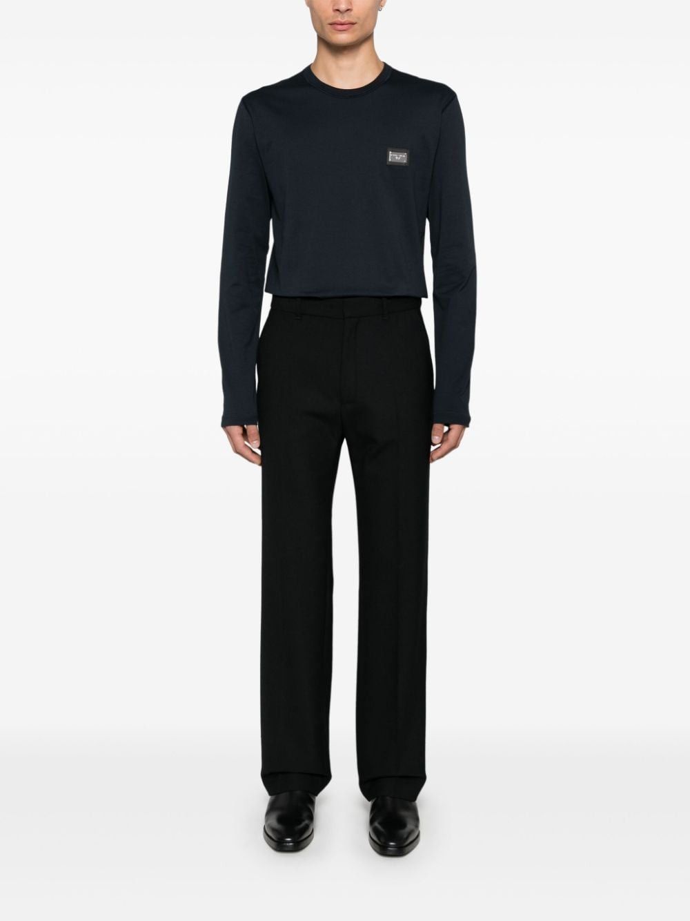 Dolce & Gabbana LONG SLEEVES T-SHIRT WITH DG LOGO PLAQUE Size US S / EU 44-46 / 1 - 4 Thumbnail