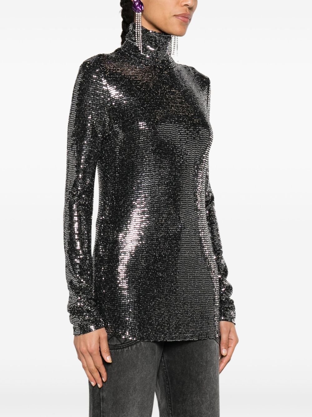 Isabel Marant JOYELA SHINY HIGH-NECK TOP Size S / US 4 / IT 40 - 3 Thumbnail