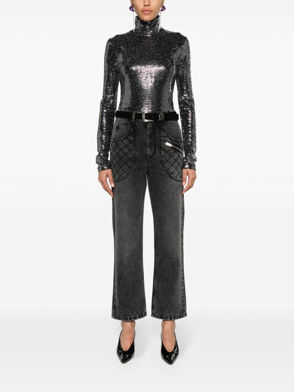 Isabel Marant JOYELA SHINY HIGH-NECK TOP Size S / US 4 / IT 40 - 5 Thumbnail