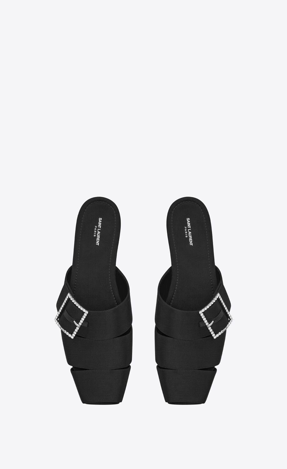 Saint Laurent Paris Saint Laurent Jacques Flat Mules In Crepe Satin 'Black' Size US 11 / EU 44 - 2 Thumbnail