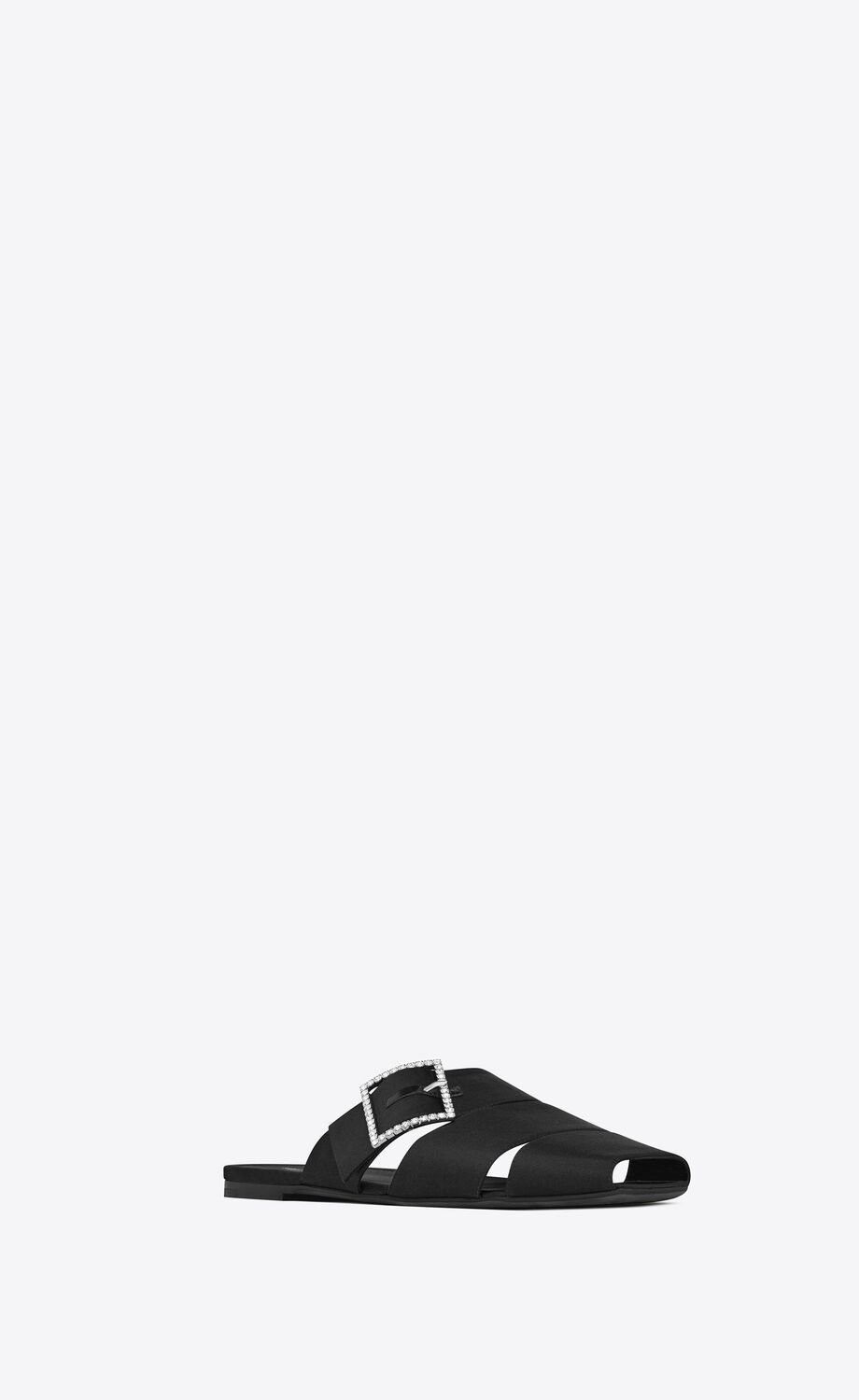 Saint Laurent Paris Saint Laurent Jacques Flat Mules In Crepe Satin 'Black' Size US 11 / EU 44 - 3 Thumbnail