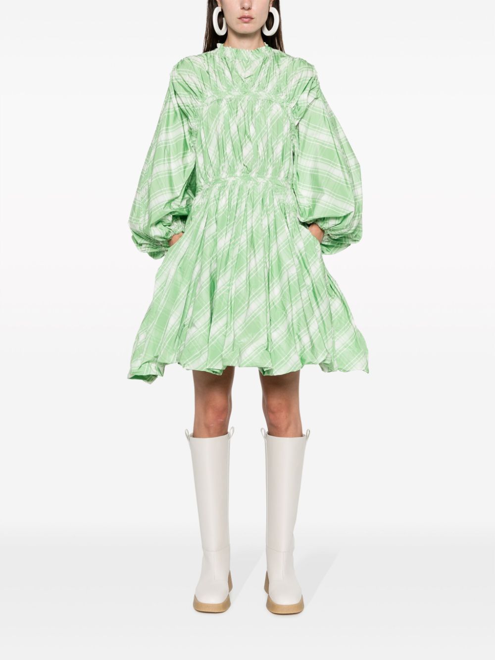 Jil Sander PLAID-CHECK PATTERN MINI DRESS Size XS / US 0-2 / IT 36-38 - 2 Thumbnail