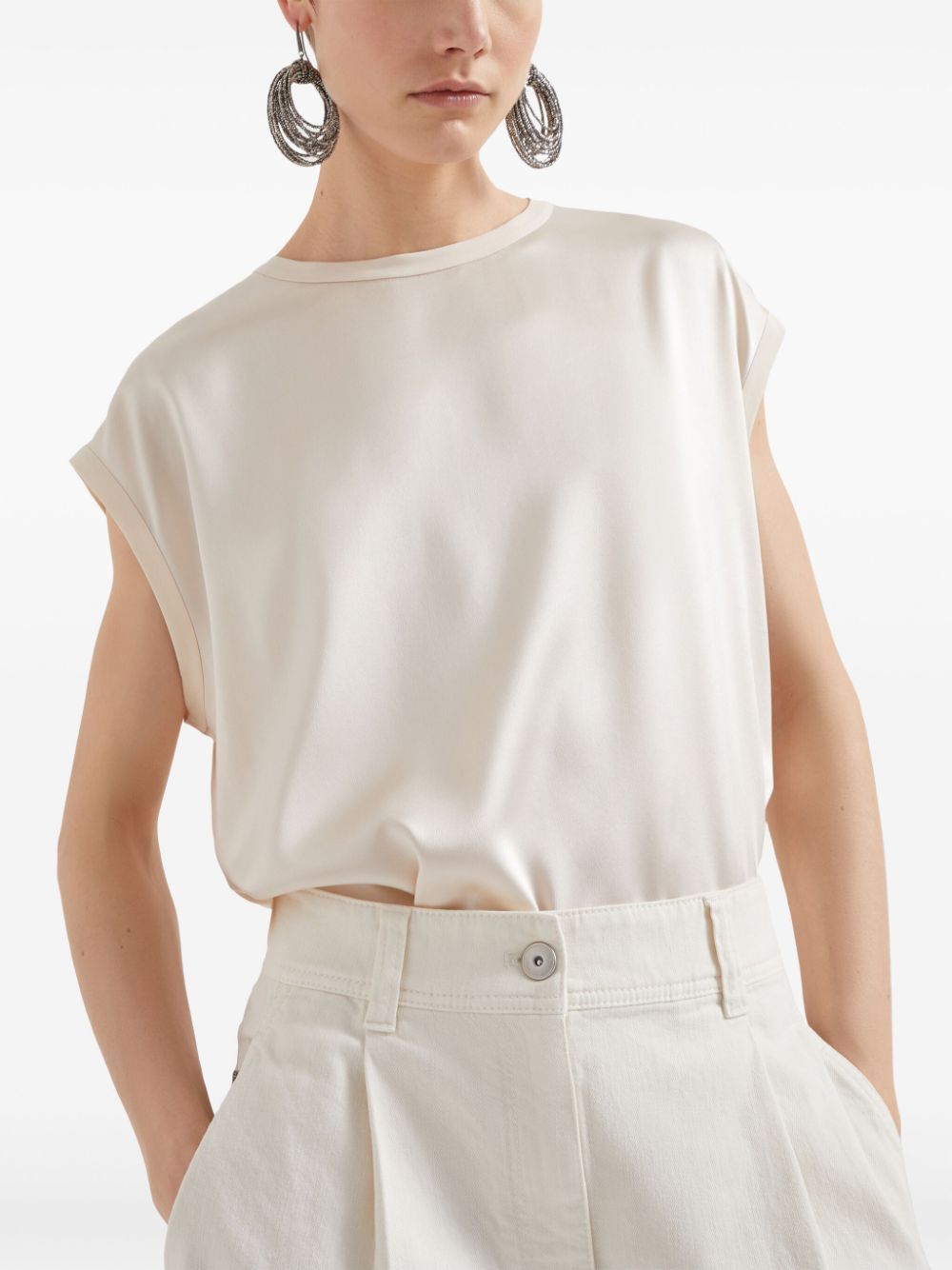 Brunello Cucinelli SILK TOP WITH PRECIOUS DETAILS Size M / US 6-8 / IT 42-44 - 4 Thumbnail