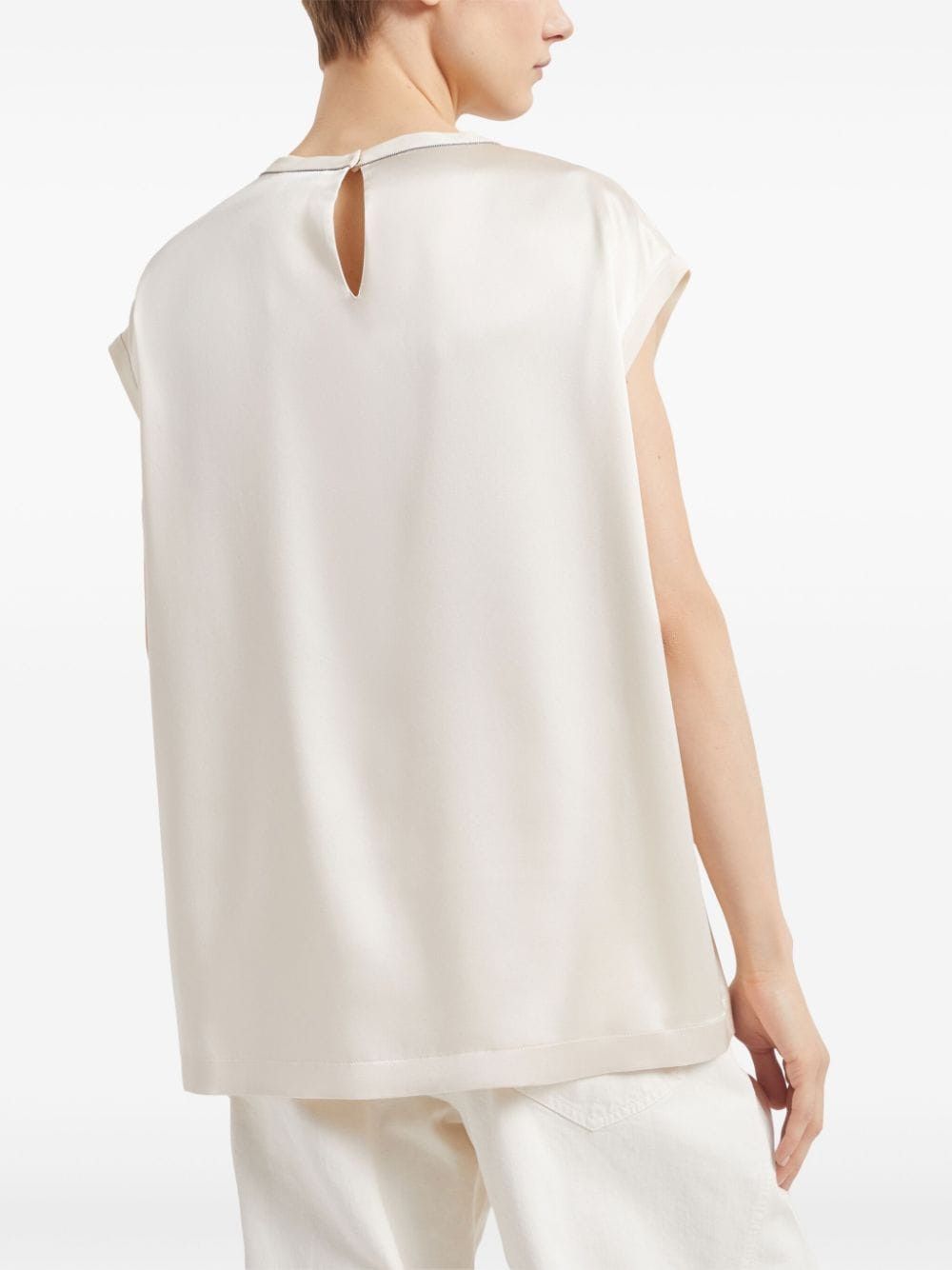 Brunello Cucinelli SILK TOP WITH PRECIOUS DETAILS Size M / US 6-8 / IT 42-44 - 5 Thumbnail