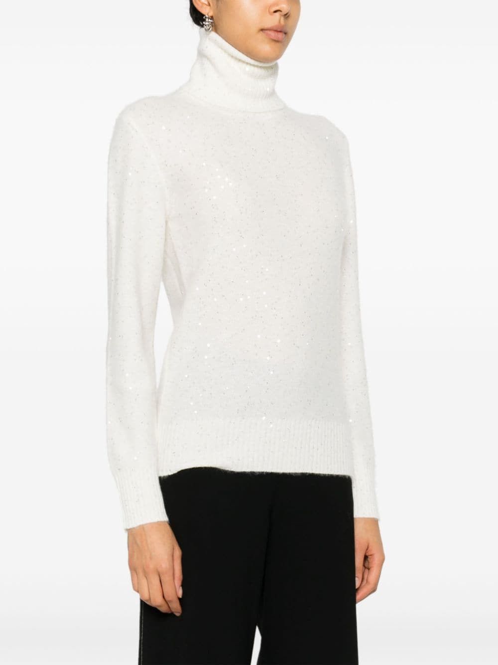 Fabiana Filippi WOOL AND SILK BLEND TURTLENECK SWEATER Size S / US 4 / IT 40 - 3 Thumbnail