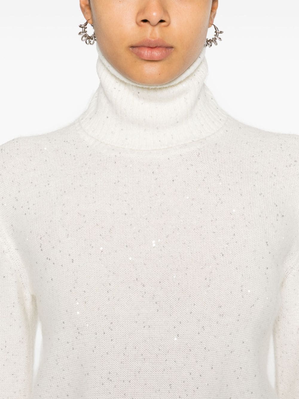 Fabiana Filippi WOOL AND SILK BLEND TURTLENECK SWEATER Size S / US 4 / IT 40 - 2 Thumbnail