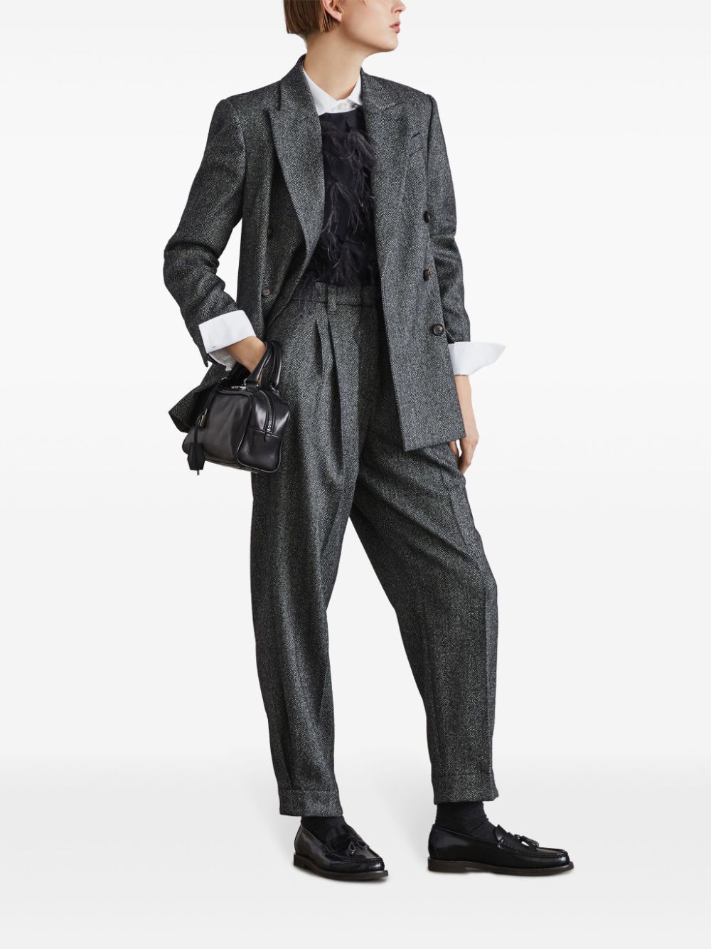 Brunello Cucinelli WOOL BAGGY SARTORIAL TROUSERS Size 27" / US 4 / IT 40 - 5 Thumbnail