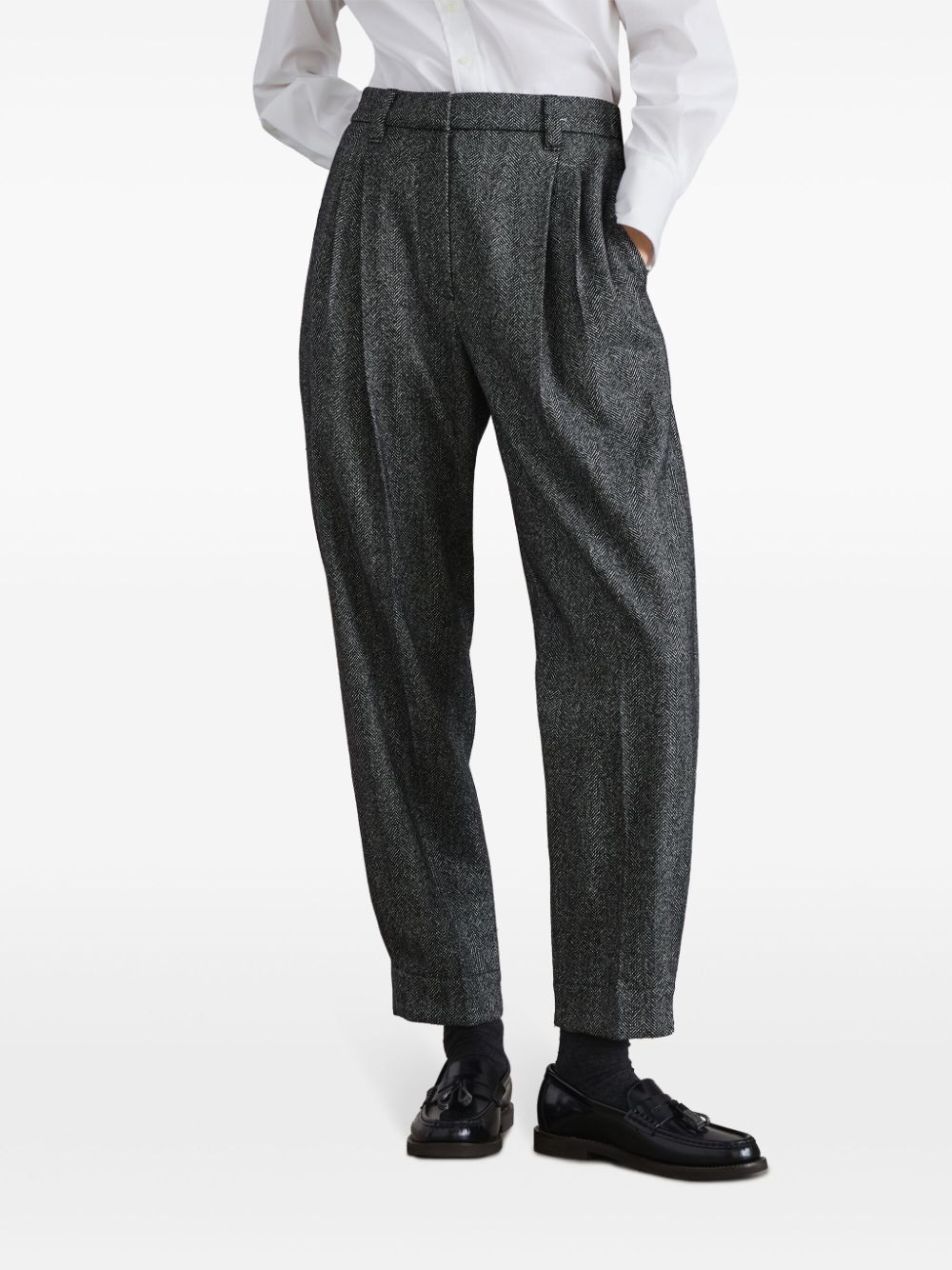 Brunello Cucinelli WOOL BAGGY SARTORIAL TROUSERS Size 27" / US 4 / IT 40 - 4 Thumbnail