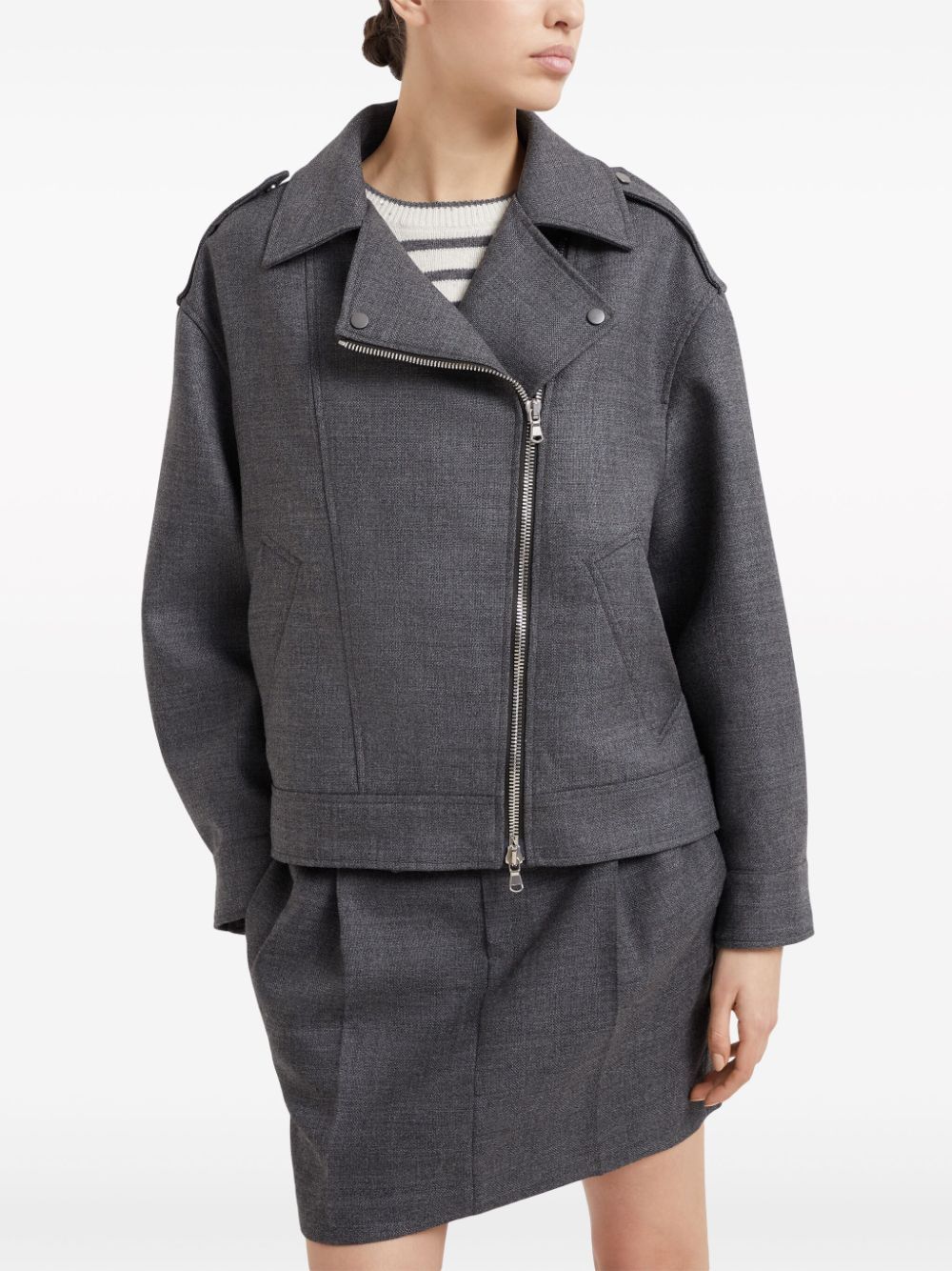 Brunello Cucinelli WOOL ZIPPED JACKET Size S / US 4 / IT 40 - 5 Thumbnail