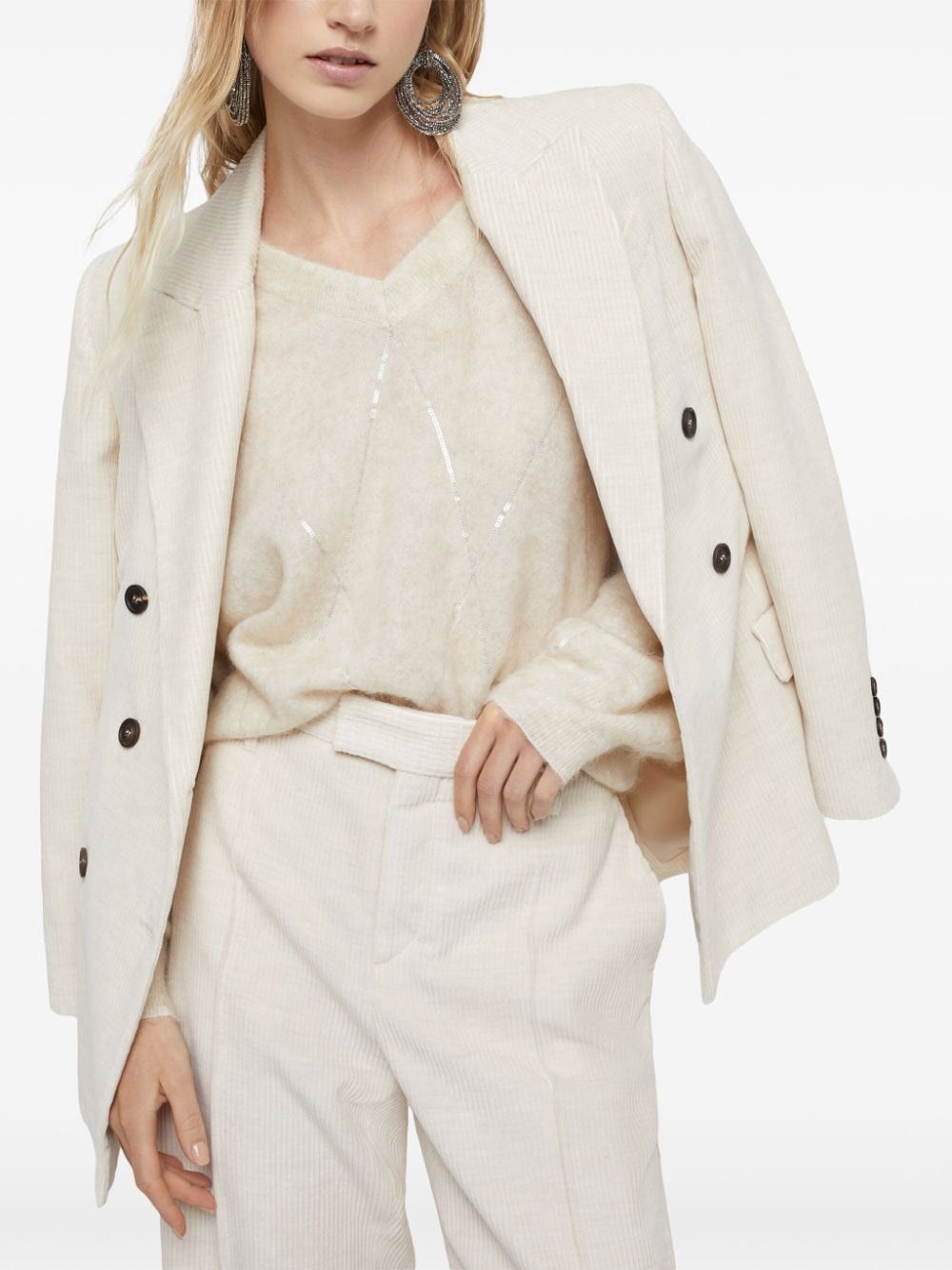 Brunello Cucinelli COTTON BLEND DOUBLE-BREASTED JACKET Size S / US 4 / IT 40 - 3 Thumbnail