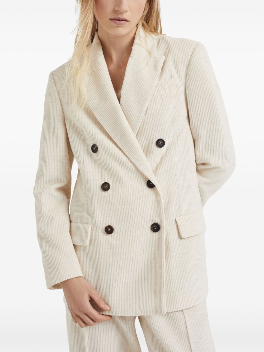 Brunello Cucinelli COTTON BLEND DOUBLE-BREASTED JACKET Size S / US 4 / IT 40 - 6 Thumbnail