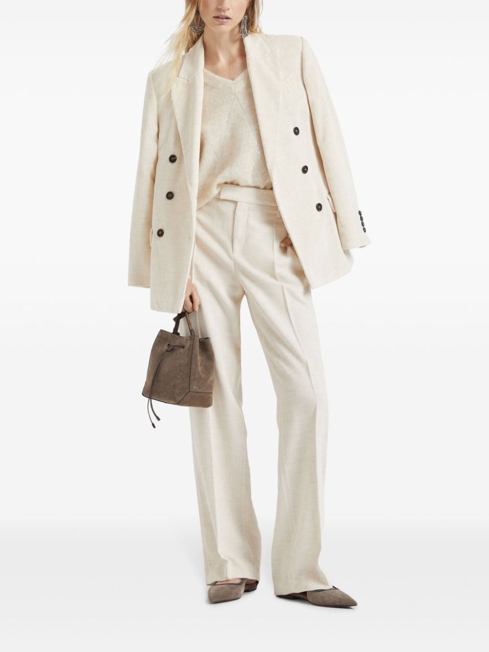 Brunello Cucinelli COTTON BLEND DOUBLE-BREASTED JACKET Size S / US 4 / IT 40 - 5 Thumbnail