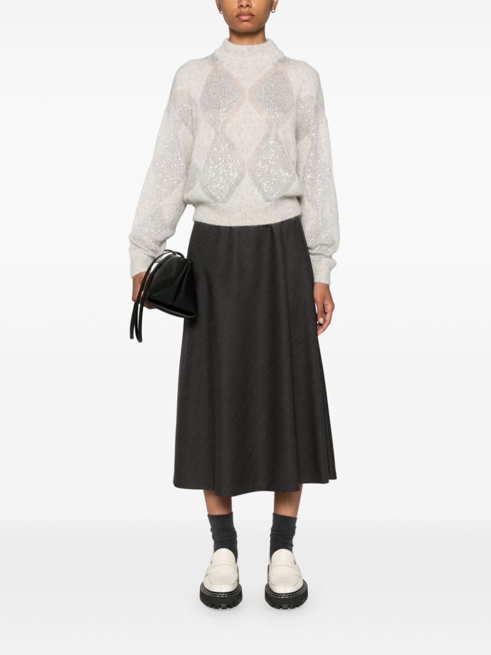 Brunello Cucinelli WOOL FLUTE SKIRT Size 27" / US 4 / IT 40 - 3 Thumbnail