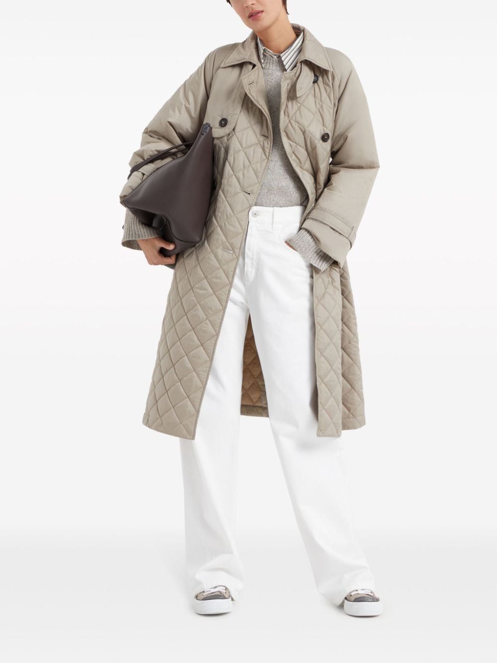 Brunello Cucinelli QUILTED MIDI PADDED COAT Size S / US 4 / IT 40 - 5 Thumbnail
