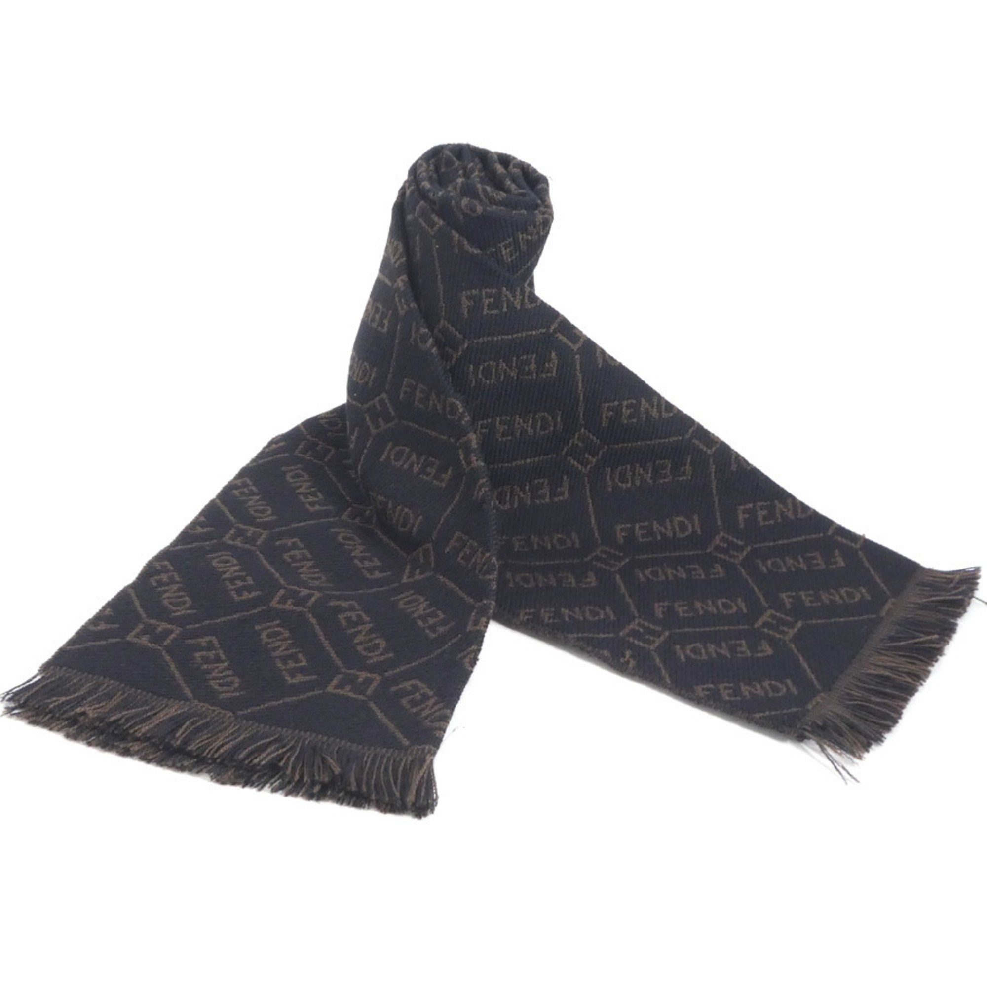 Fendi FENDI Wool Scarf Black x Brown Men's r10215j Size ONE SIZE - 2 Thumbnail
