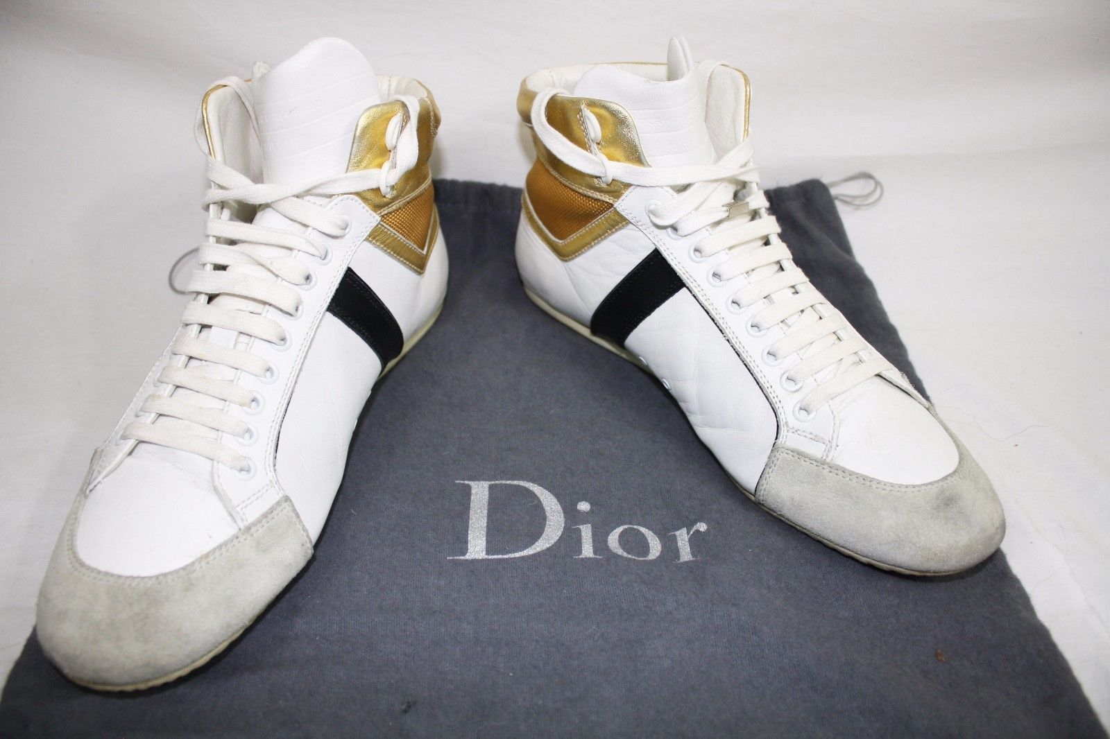 Dior B45 Gold Hi Top Trainers Sneakers | Grailed