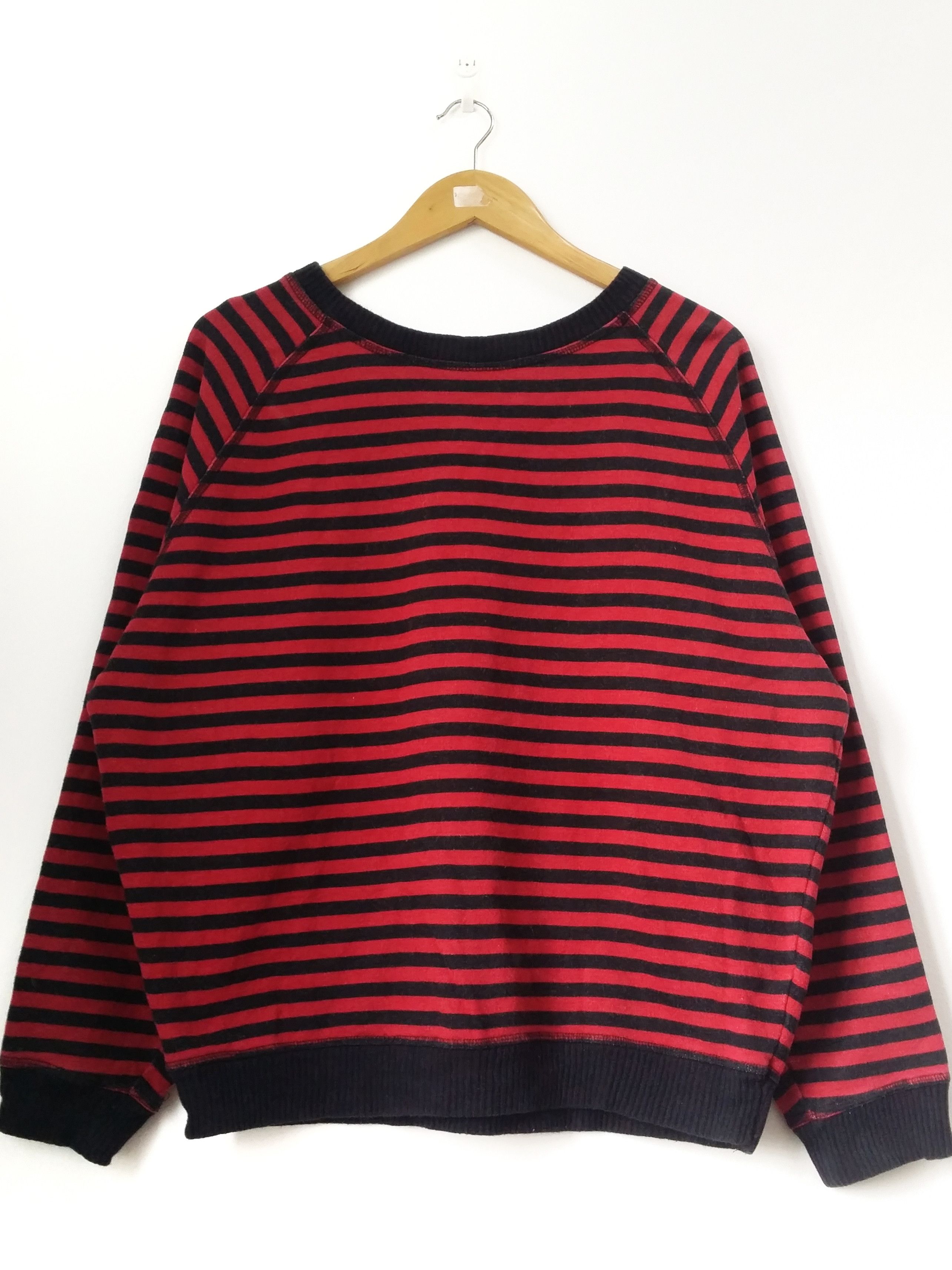 Beams Plus Vintage 90's Beams Plus Stripe Red Black Sweatshirt Pullover ...