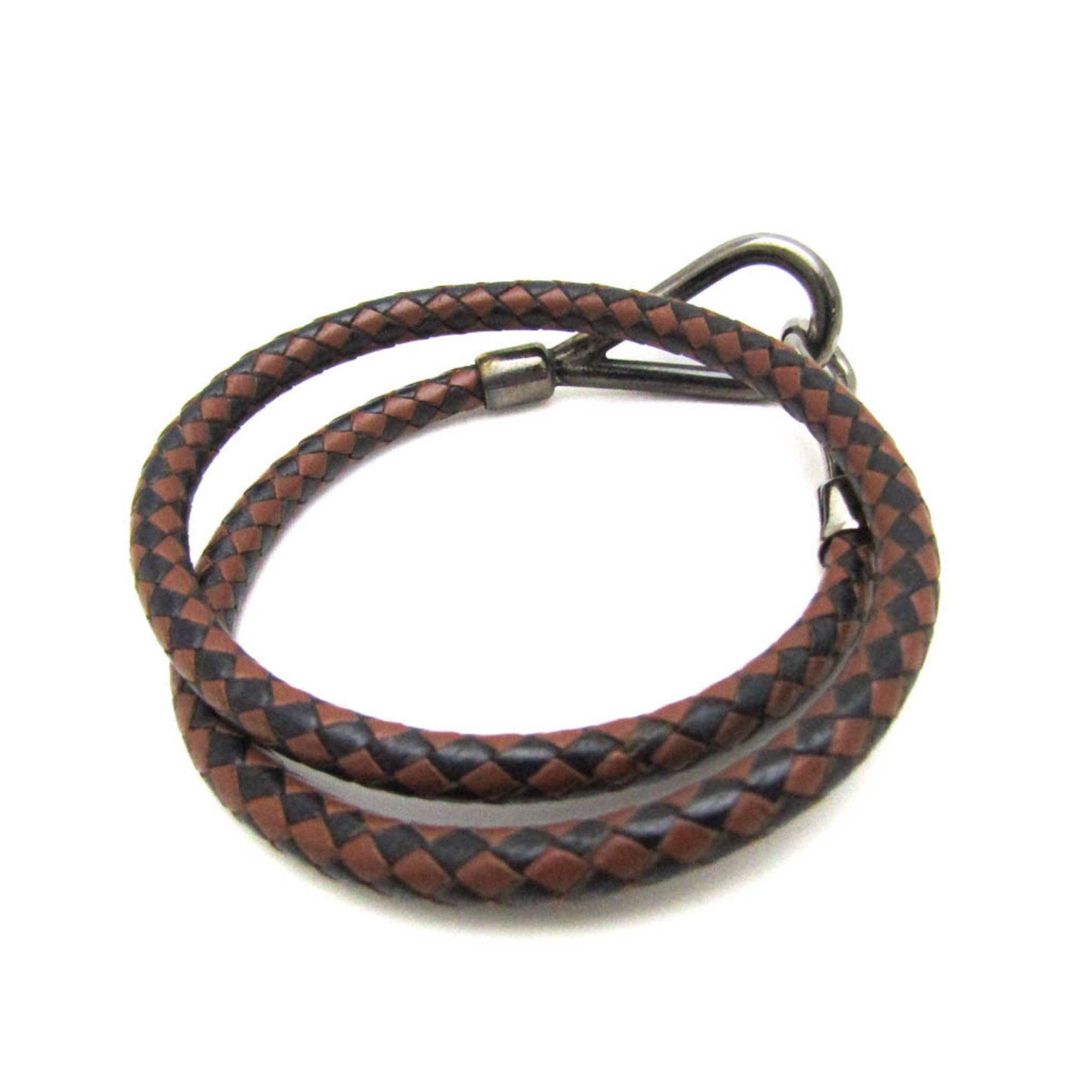 Hermes Hermes Jumbo Braided Choker Leather,Metal Bangle Black 