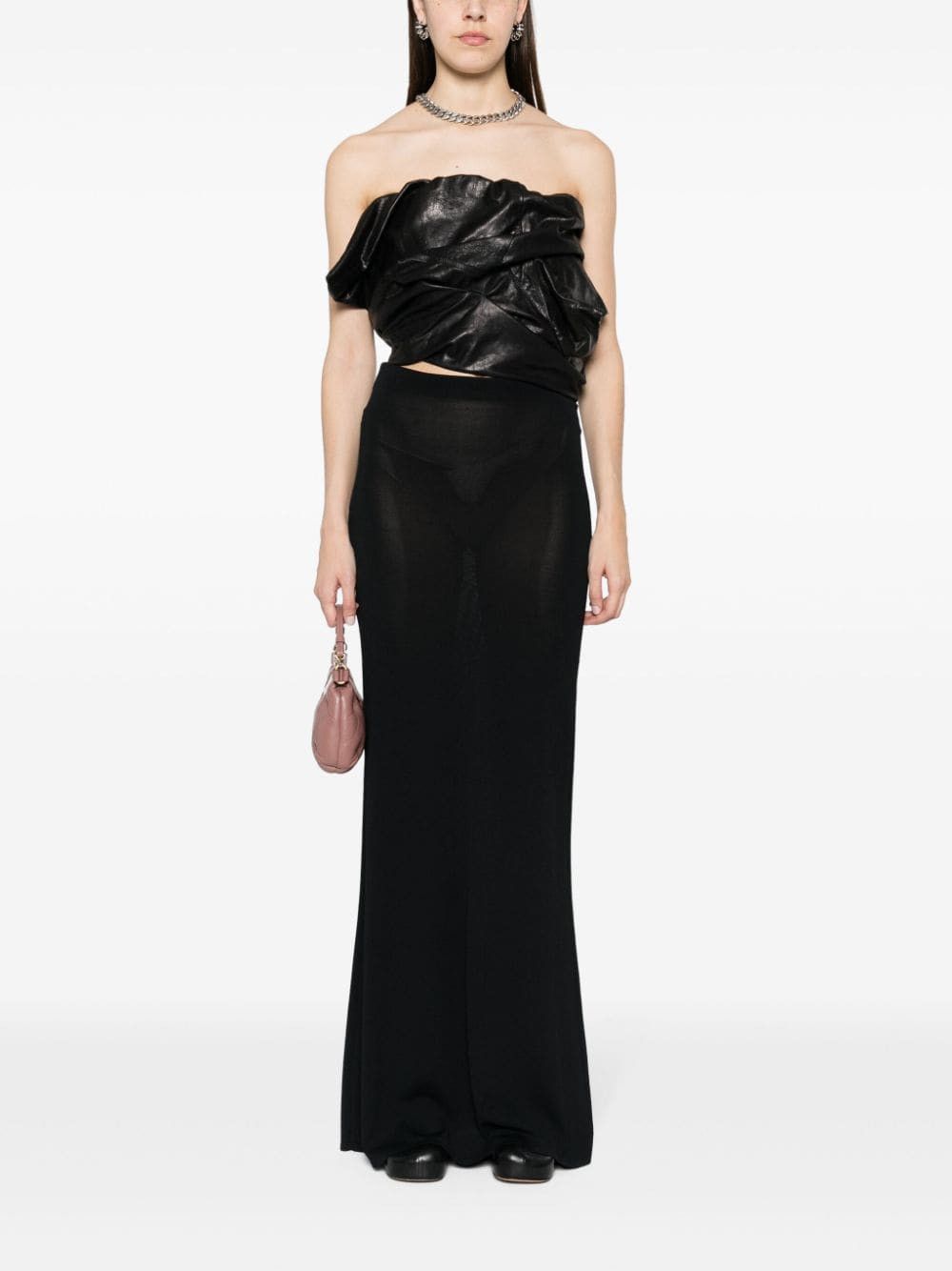 Rick Owens DRAPED LEATHER BUSTIER Size S / US 4 / IT 40 - 2 Thumbnail