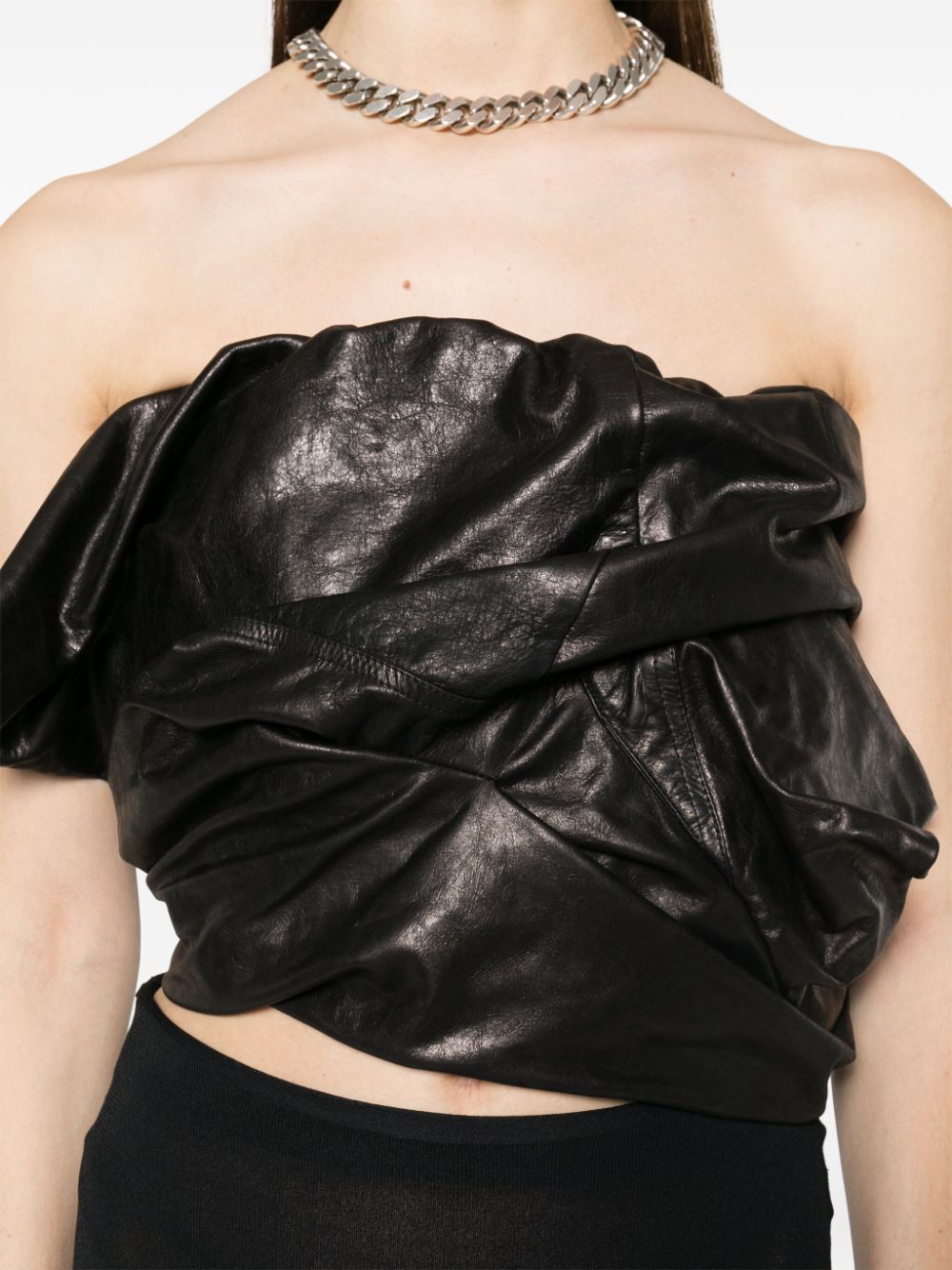 Rick Owens DRAPED LEATHER BUSTIER Size S / US 4 / IT 40 - 3 Thumbnail