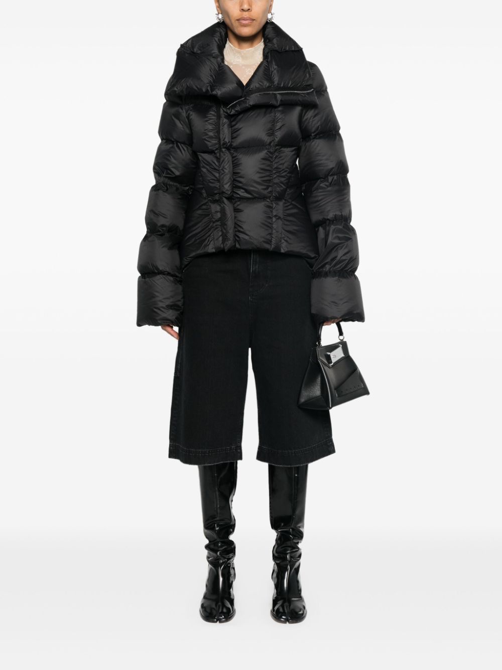 Rick Owens FUNNEL-NECK CROPPED PADDED JACKET Size S / US 4 / IT 40 - 2 Thumbnail