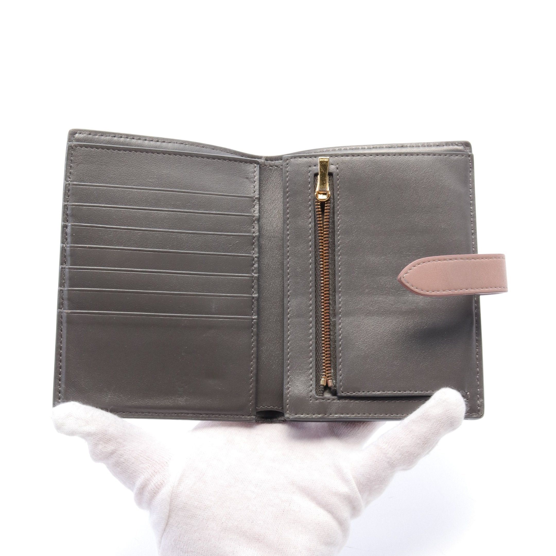 Celine Celine Medium Strap Wallet Bi-Fold Leather Gray Pink Size ONE SIZE - 3 Thumbnail
