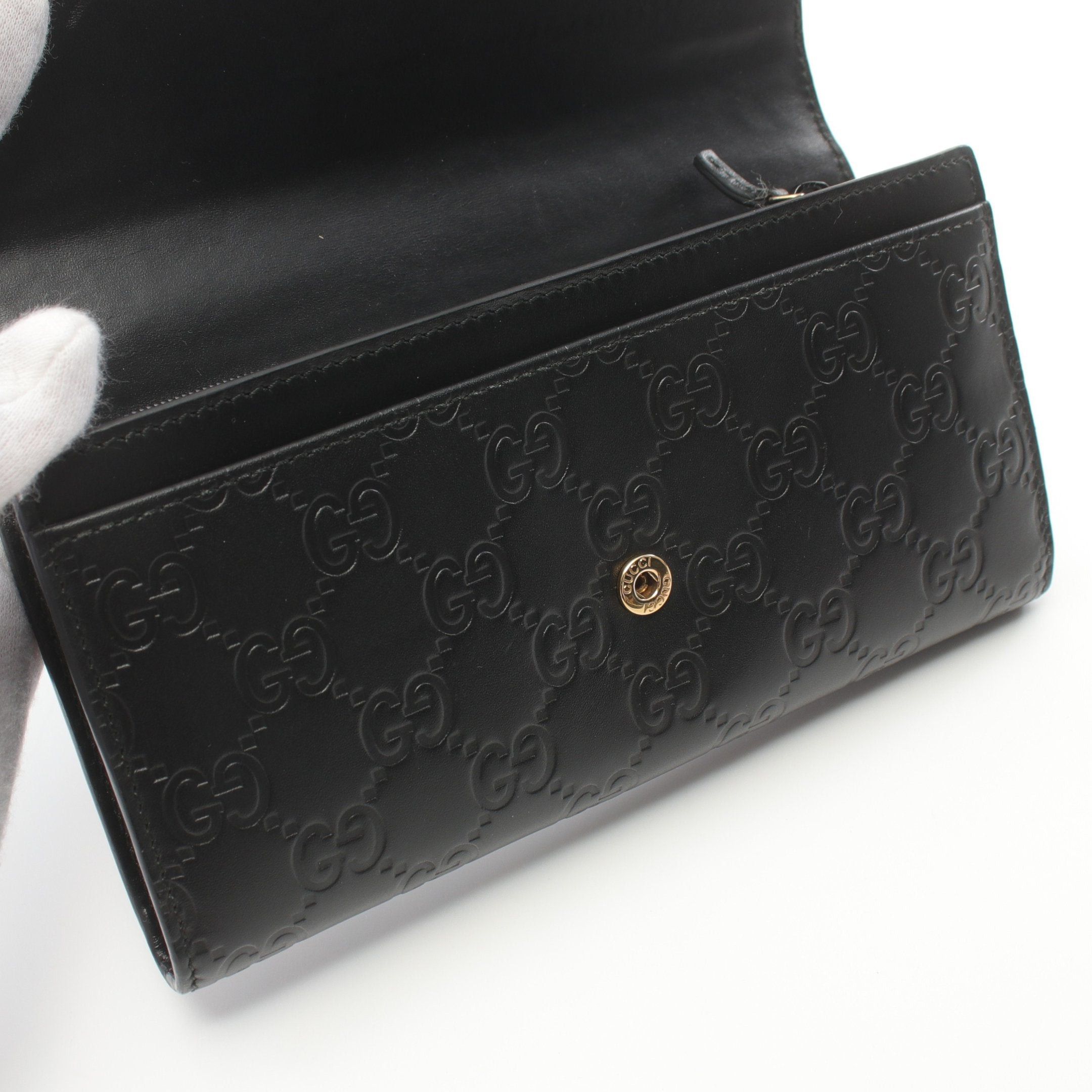 Gucci Gucci Interlocking G Gucci Sima Bi-Fold Long Wallet Leather Black Size ONE SIZE - 6 Thumbnail