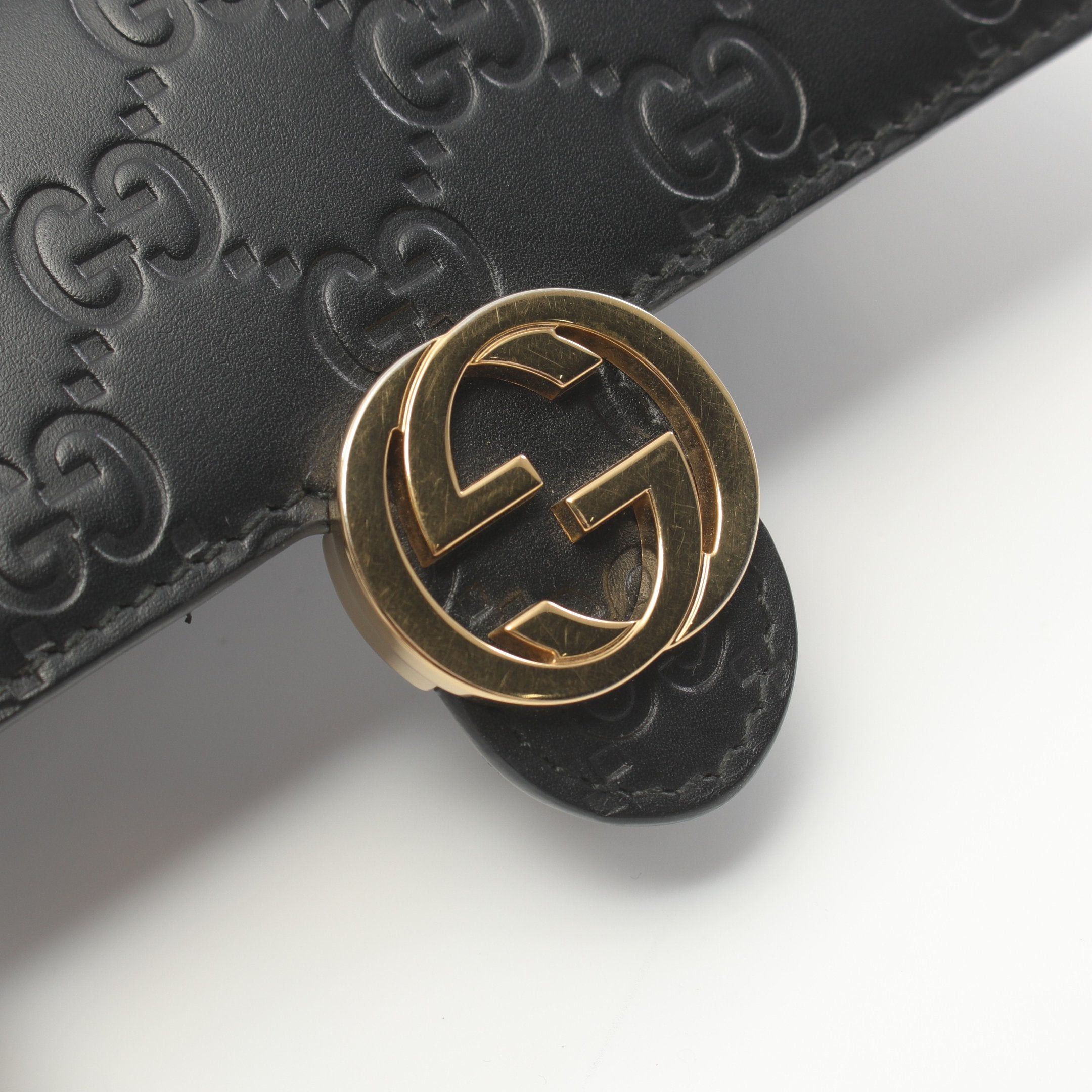 Gucci Gucci Interlocking G Gucci Sima Bi-Fold Long Wallet Leather Black Size ONE SIZE - 10 Thumbnail
