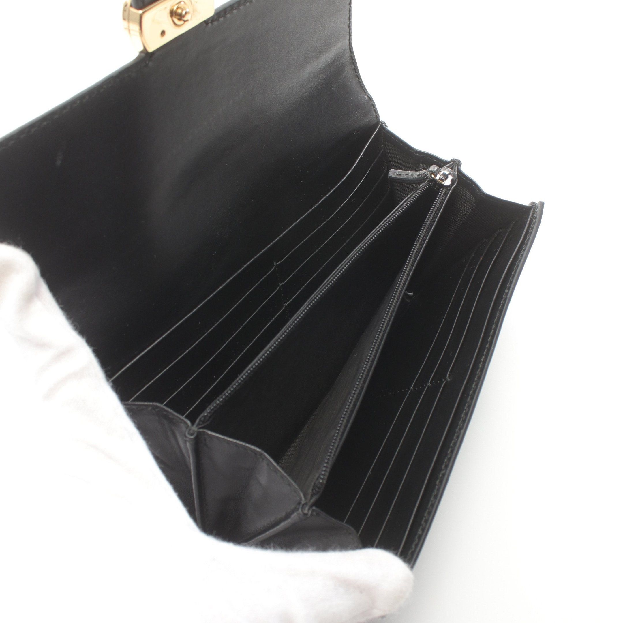 Gucci Gucci Interlocking G Gucci Sima Bi-Fold Long Wallet Leather Black Size ONE SIZE - 3 Thumbnail