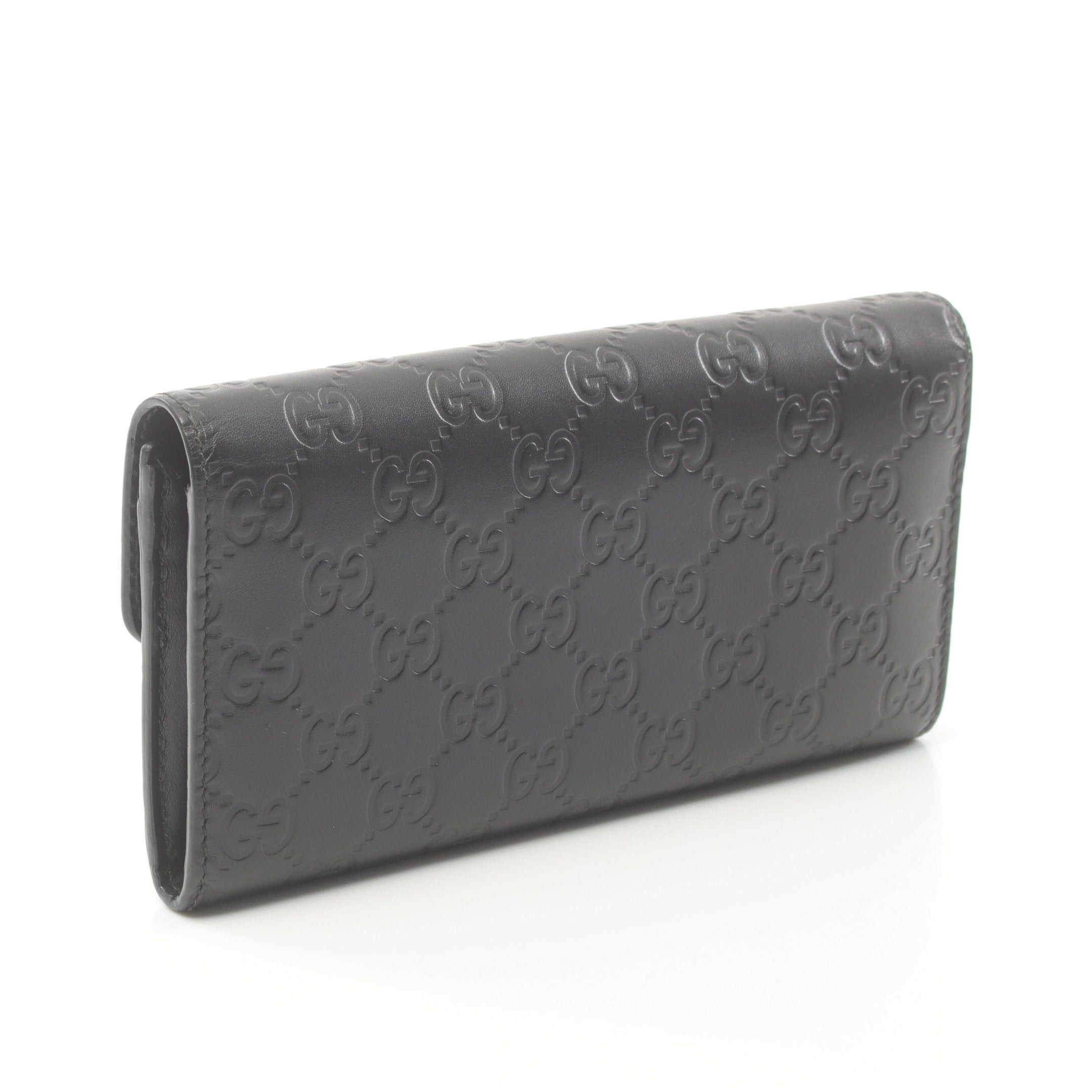 Gucci Gucci Interlocking G Gucci Sima Bi-Fold Long Wallet Leather Black Size ONE SIZE - 2 Thumbnail