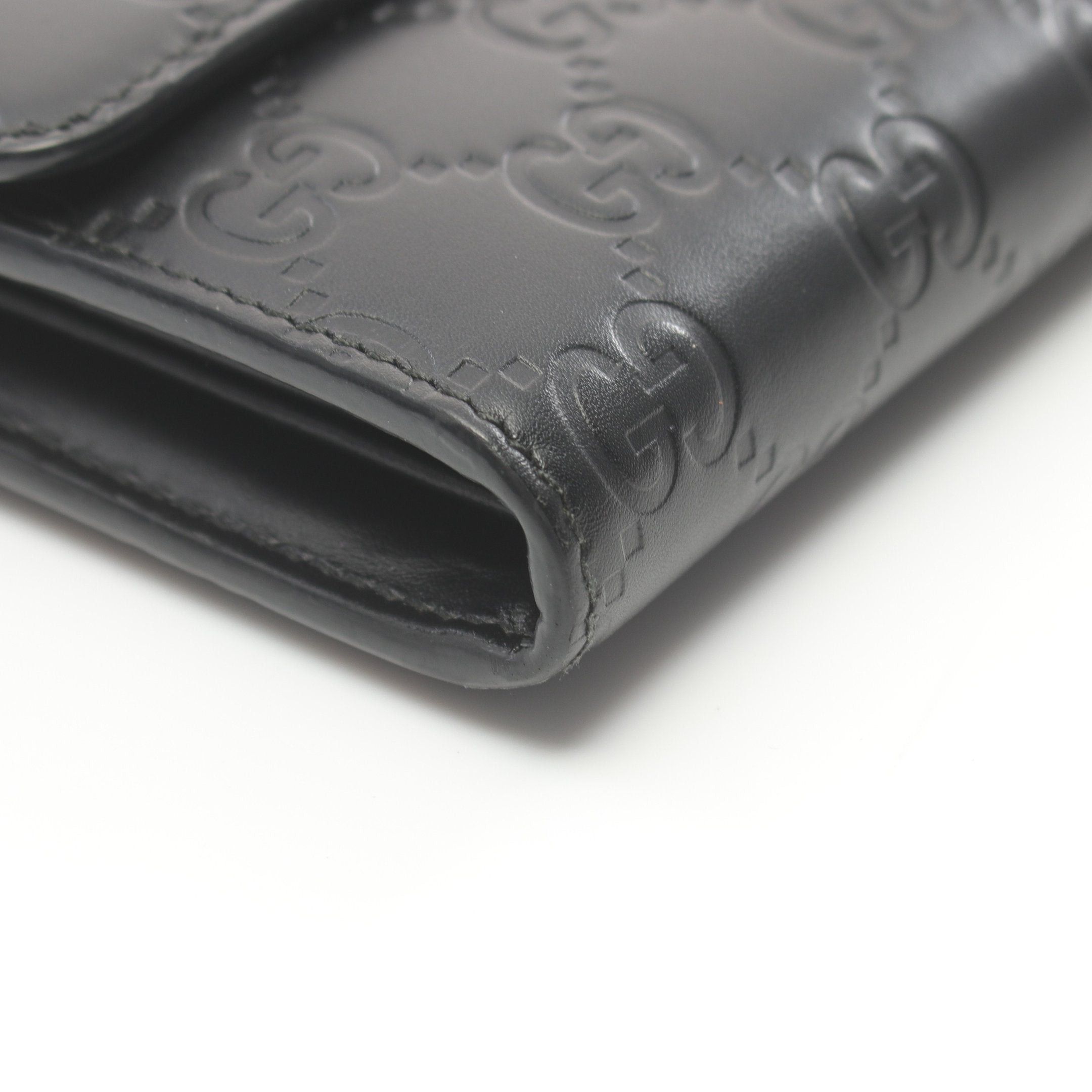 Gucci Gucci Interlocking G Gucci Sima Bi-Fold Long Wallet Leather Black Size ONE SIZE - 9 Thumbnail