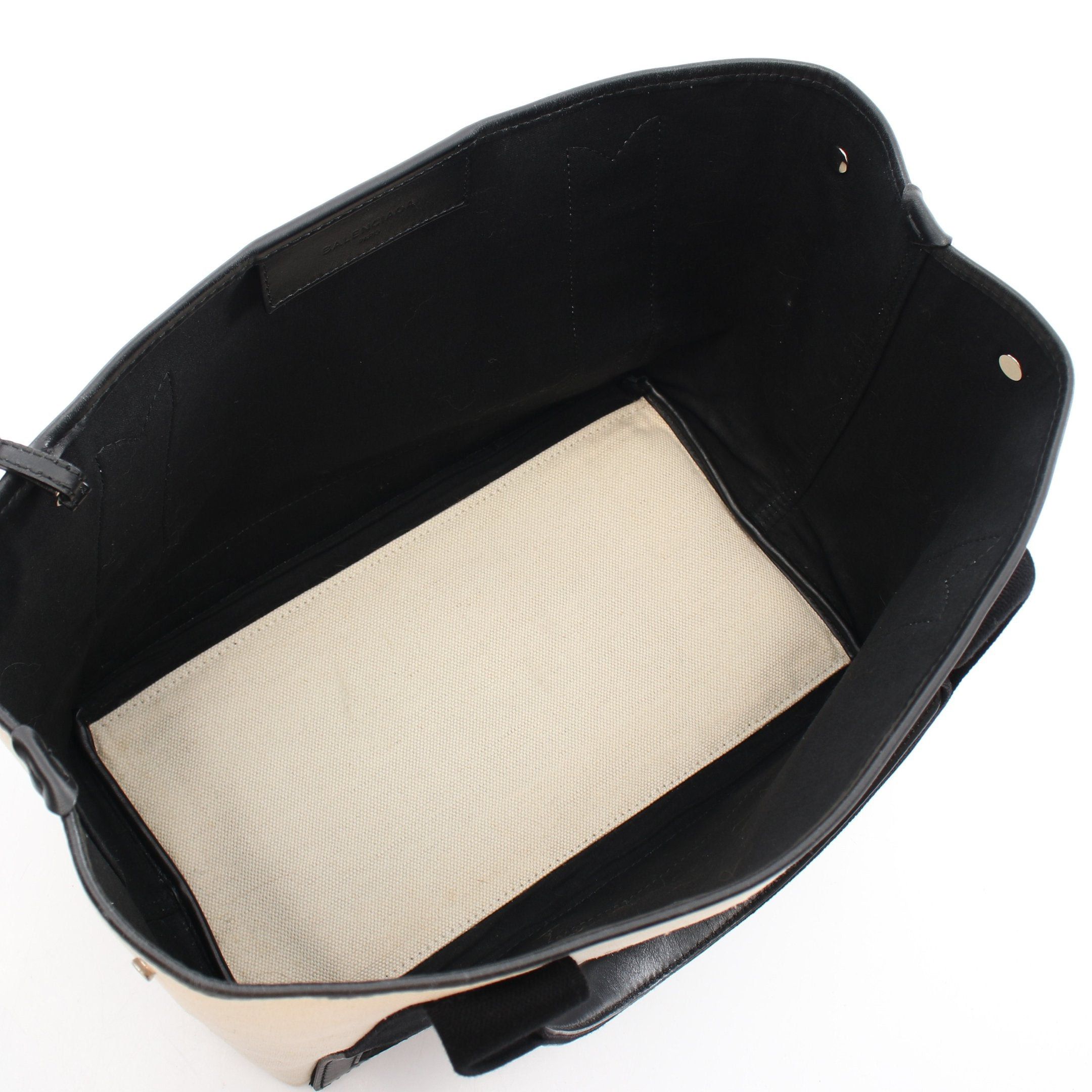 Balenciaga Balenciaga Navy Cabas S Hippopotamus Handbag Tote Bag Canvas Leather Ivory Black Size ONE SIZE - 3 Thumbnail