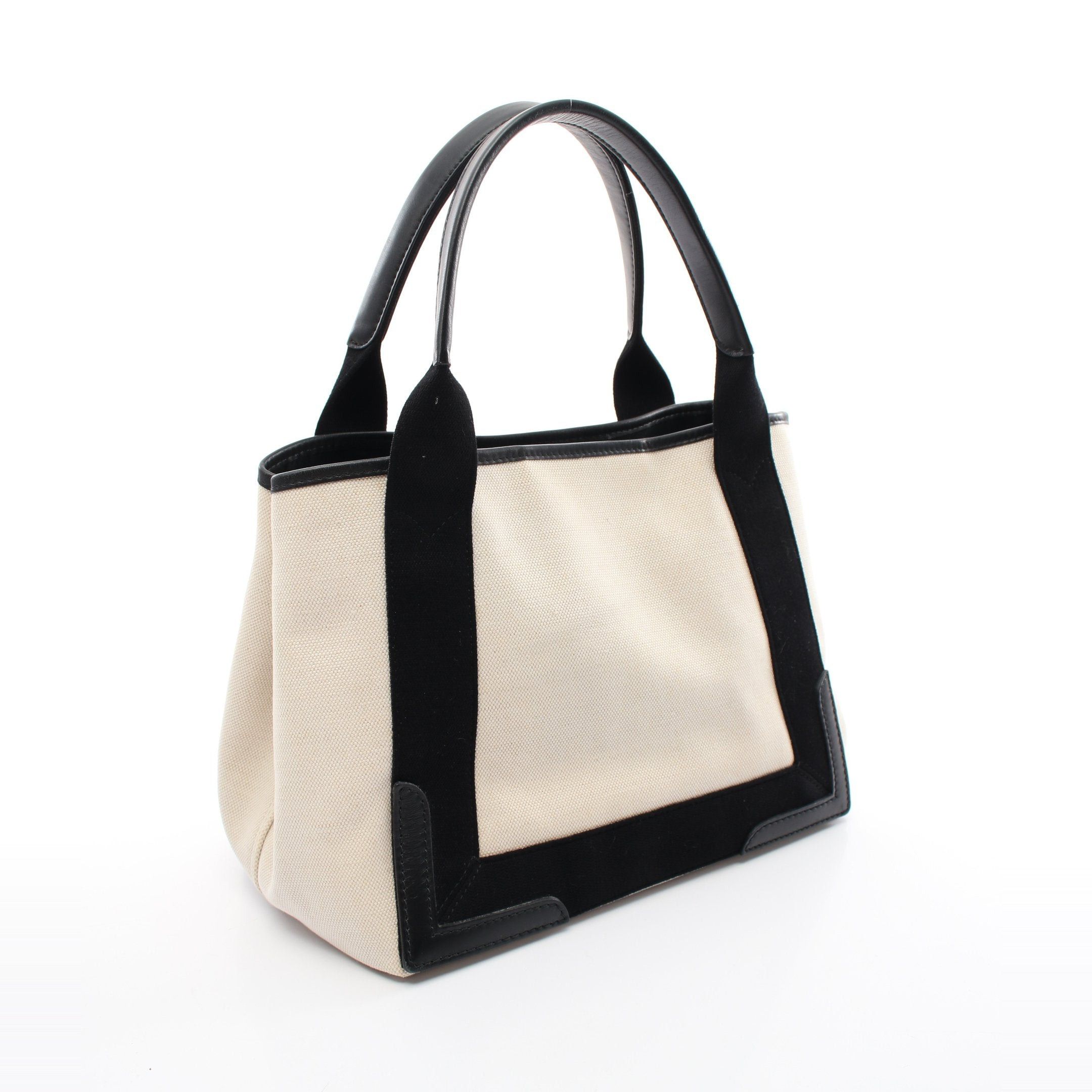Balenciaga Balenciaga Navy Cabas S Hippopotamus Handbag Tote Bag Canvas Leather Ivory Black Size ONE SIZE - 2 Thumbnail