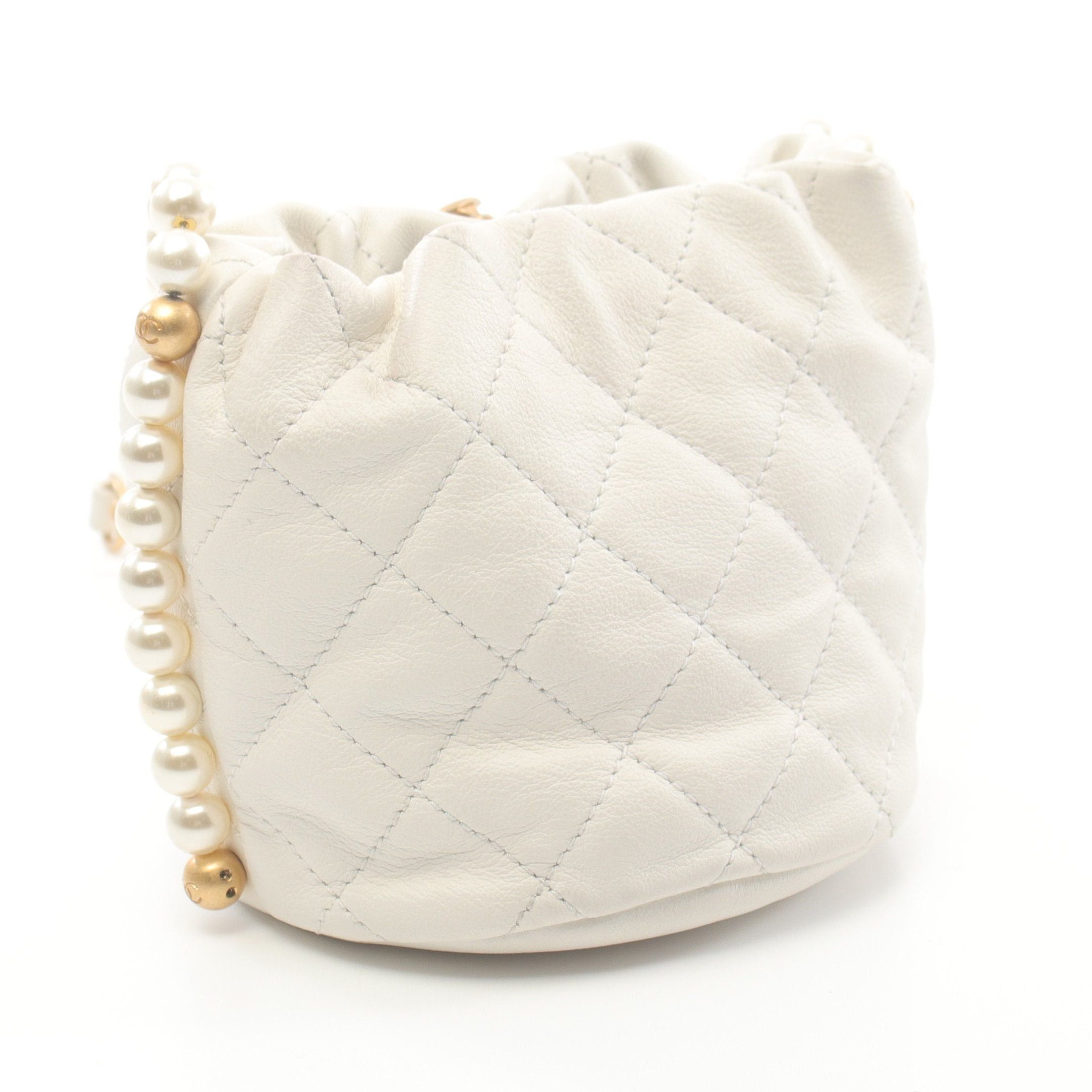 Chanel Chanel Matelasse Chain Shoulder Bag Leather White Gold Hardware Fake Pearl Size ONE SIZE - 2 Thumbnail