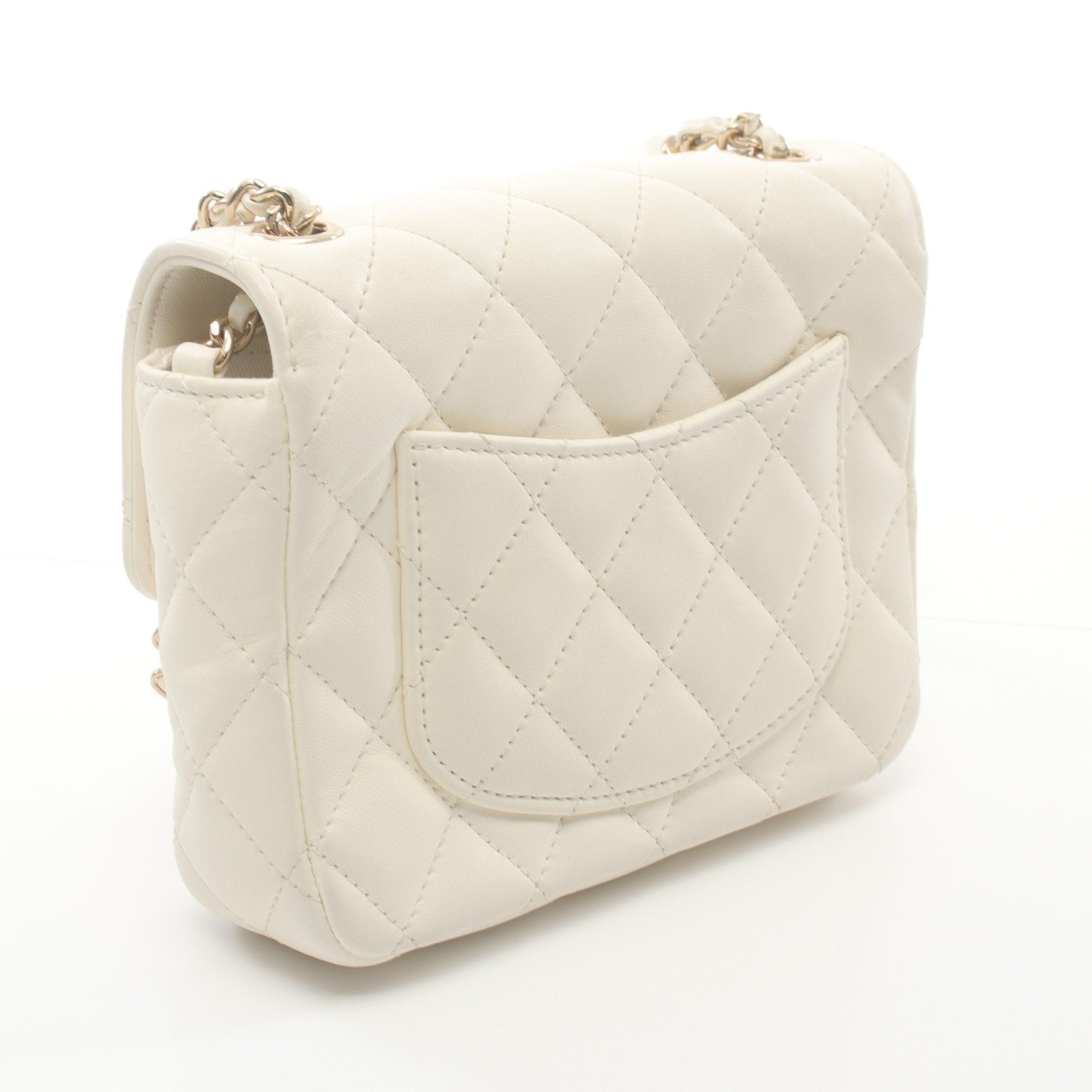 Chanel Chanel Mini Matelasse Chain Shoulder Bag Lambskin White Gold Hardware Size ONE SIZE - 2 Thumbnail