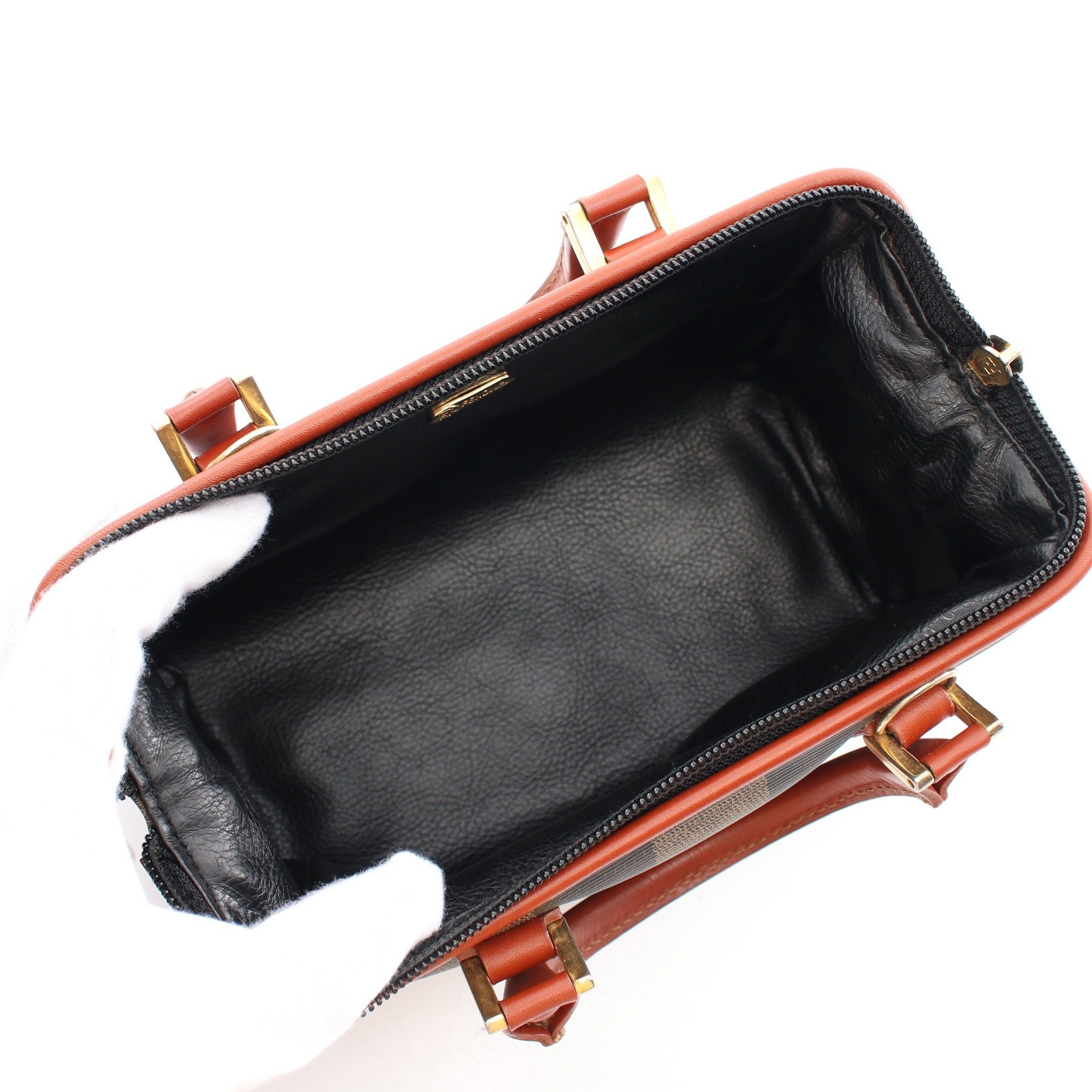 Fendi Fendi Pecan Handbag Mini Boston Bag Leather Black Beige Brown Size ONE SIZE - 3 Thumbnail