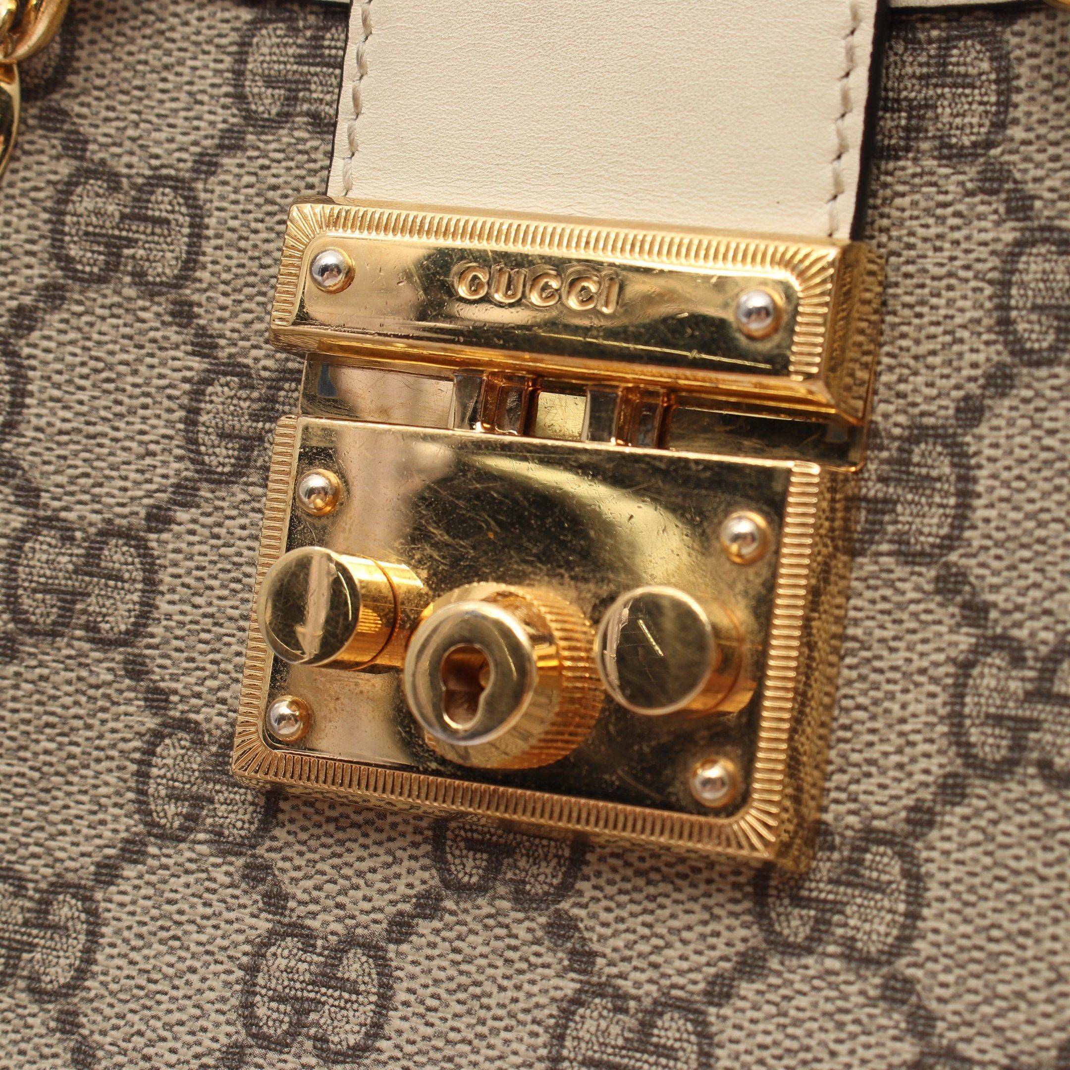 Gucci Gucci Padlock Gg Small Supreme Chain Shoulder Bag Leather Gray Beige Ivory Size ONE SIZE - 6 Thumbnail